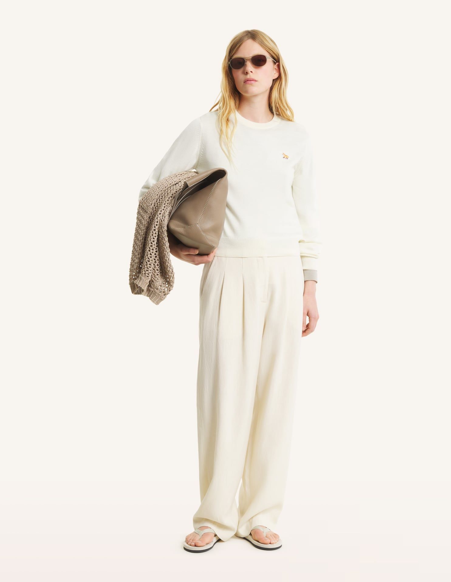 Maison Kitsuné - Áo len nữ Baby Fox Merino dáng Regular