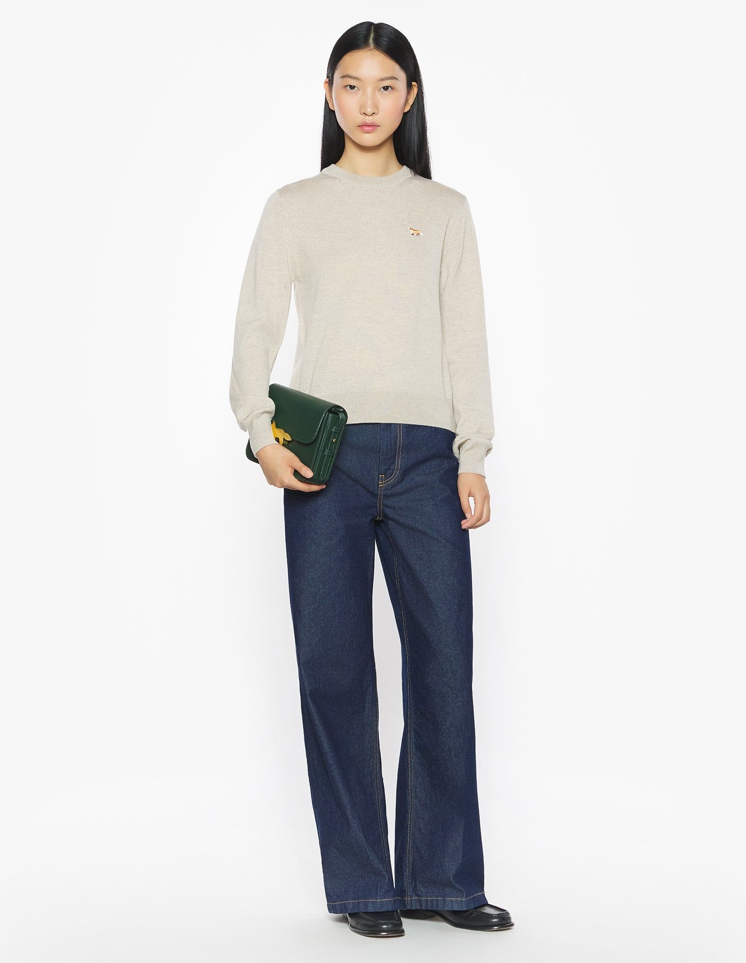 Maison Kitsuné - Áo len nữ Baby Fox Merino dáng Regular