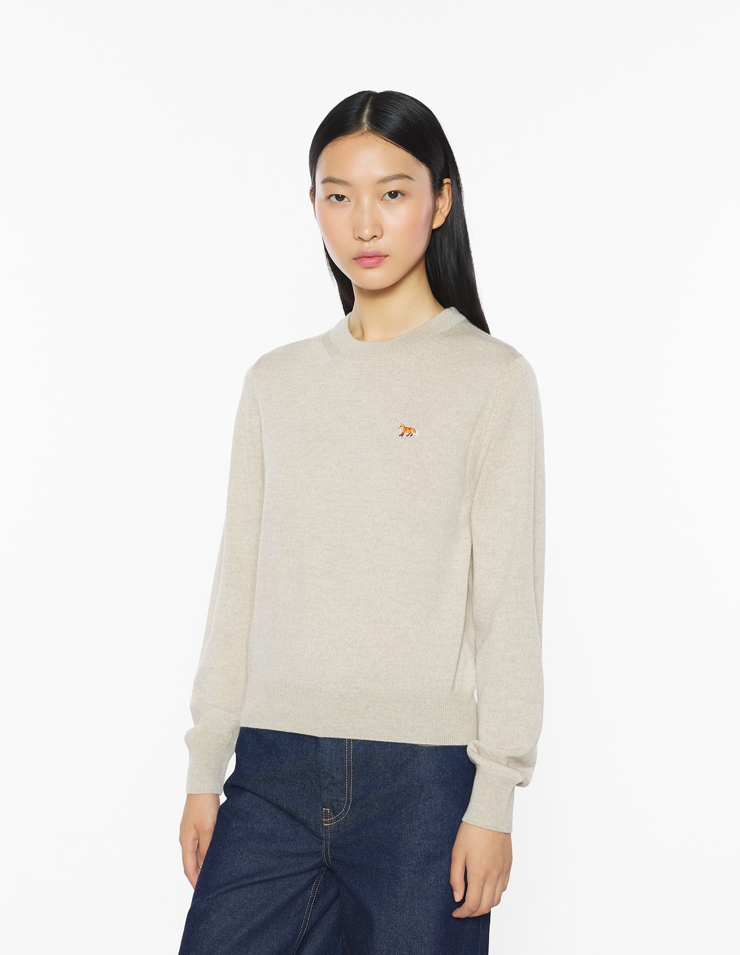 Maison Kitsuné - Áo len nữ Baby Fox Merino dáng Regular