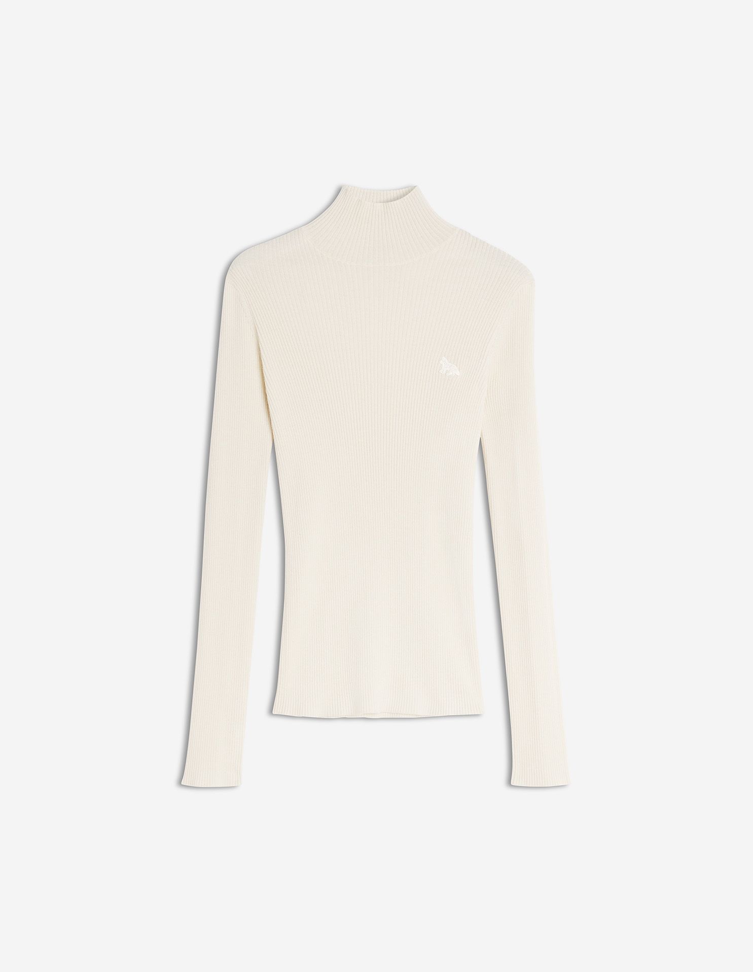 Maison Kitsuné - Áo jumper nữ len mảnh cổ lọ có gân BABY FOX dáng Fitted