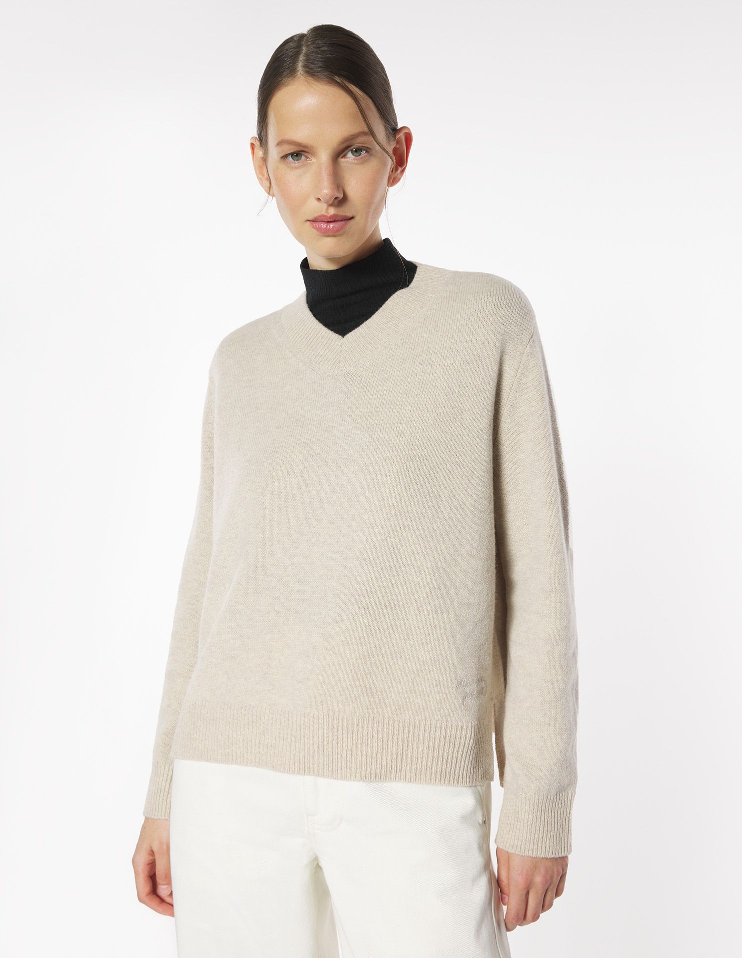Áo jumper nữ cổ chữ V vải len merino dáng Comfort