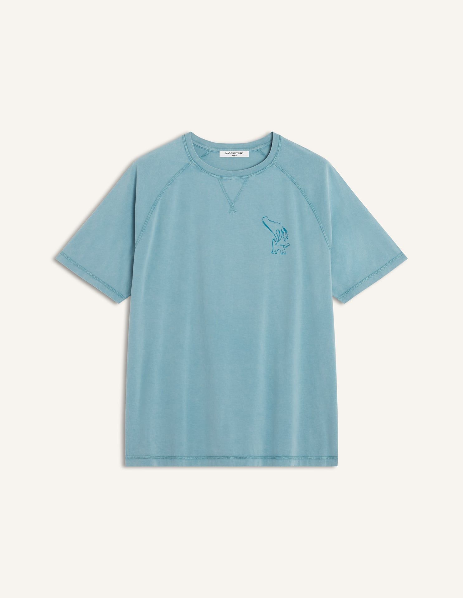 Maison Kitsuné - Áo thun nam Fountain Stamp Faded dáng Comfort
