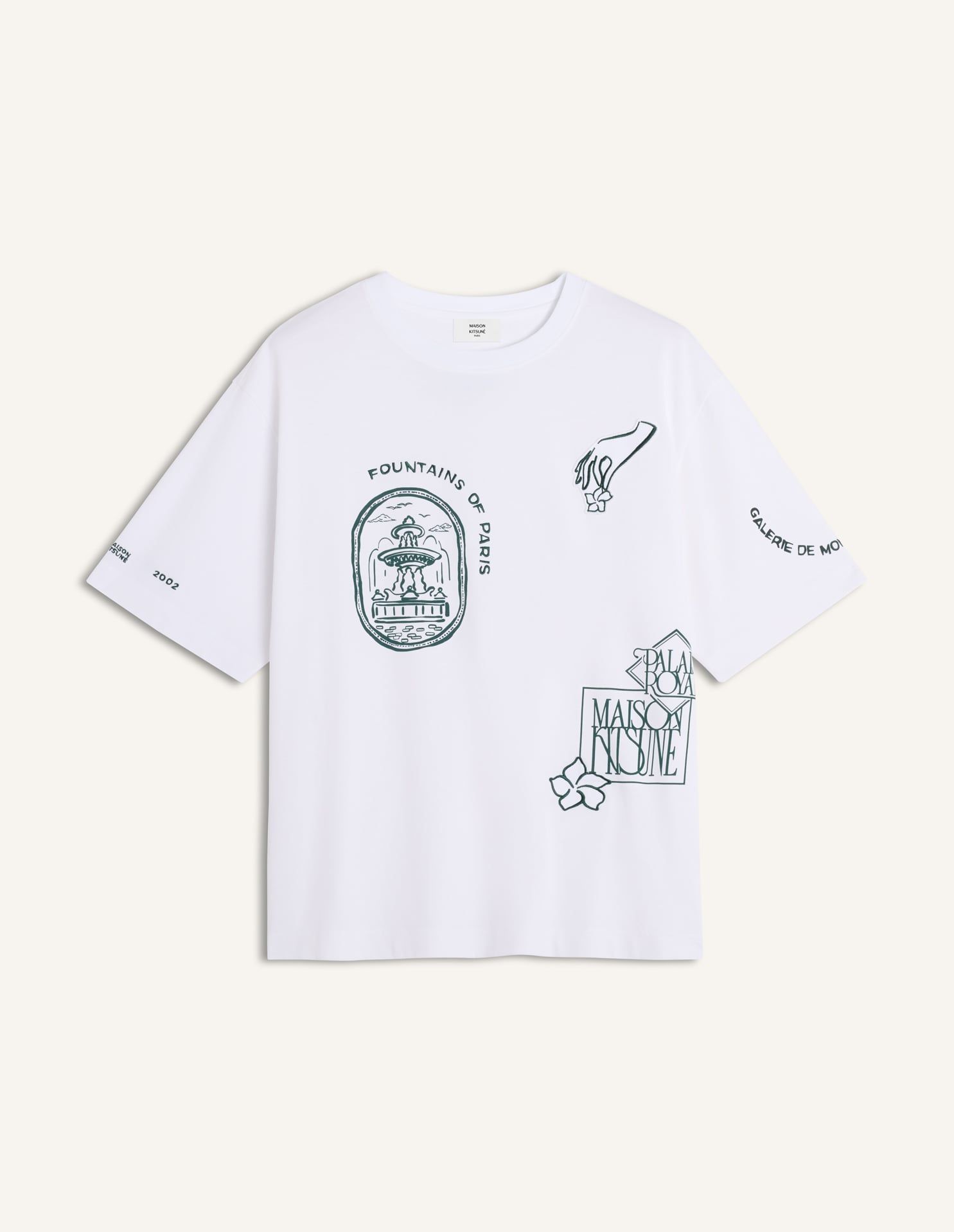 Maison Kitsuné - Áo thun in hoạ tiết dáng Oversize