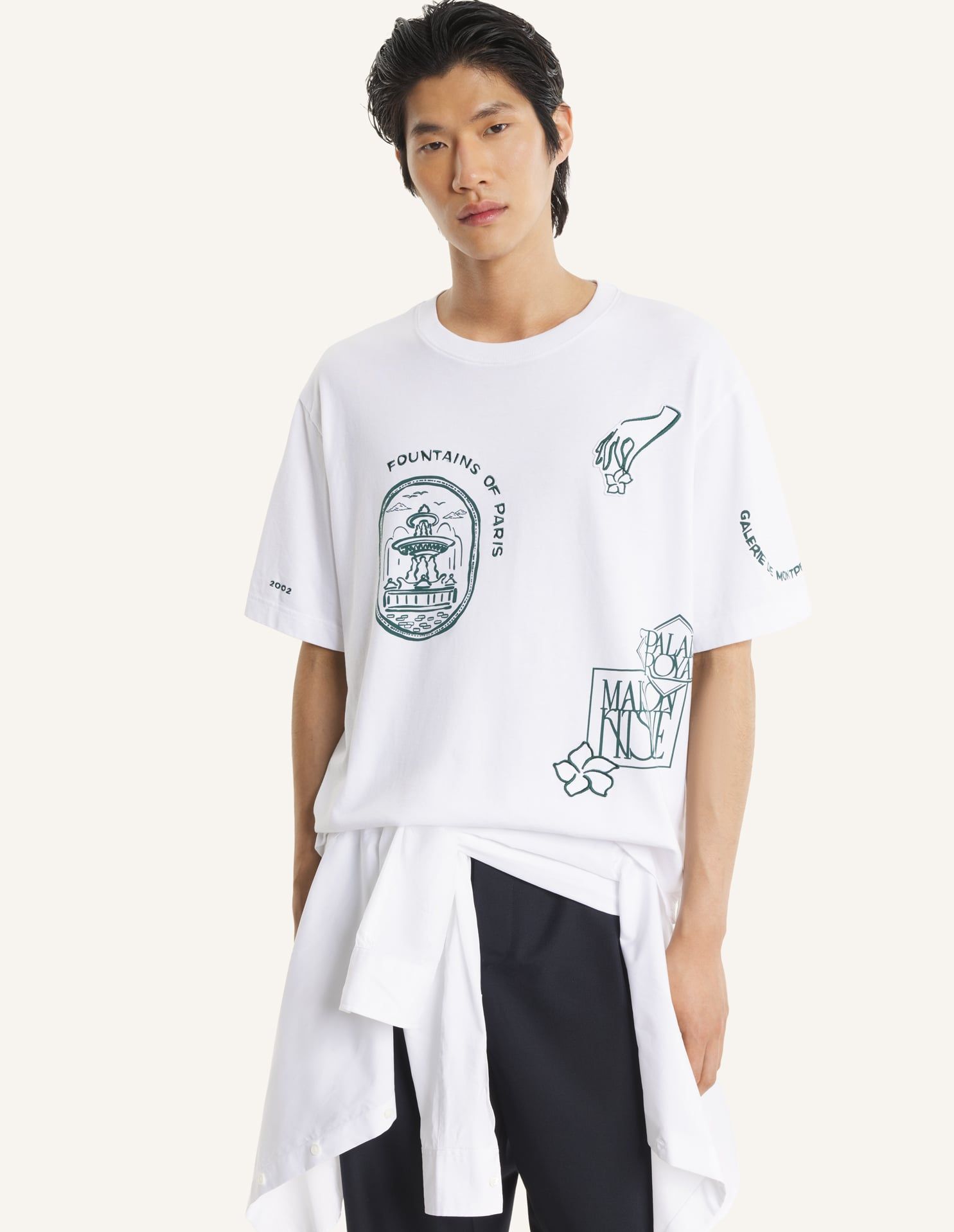 Maison Kitsuné - Áo thun in hoạ tiết dáng Oversize