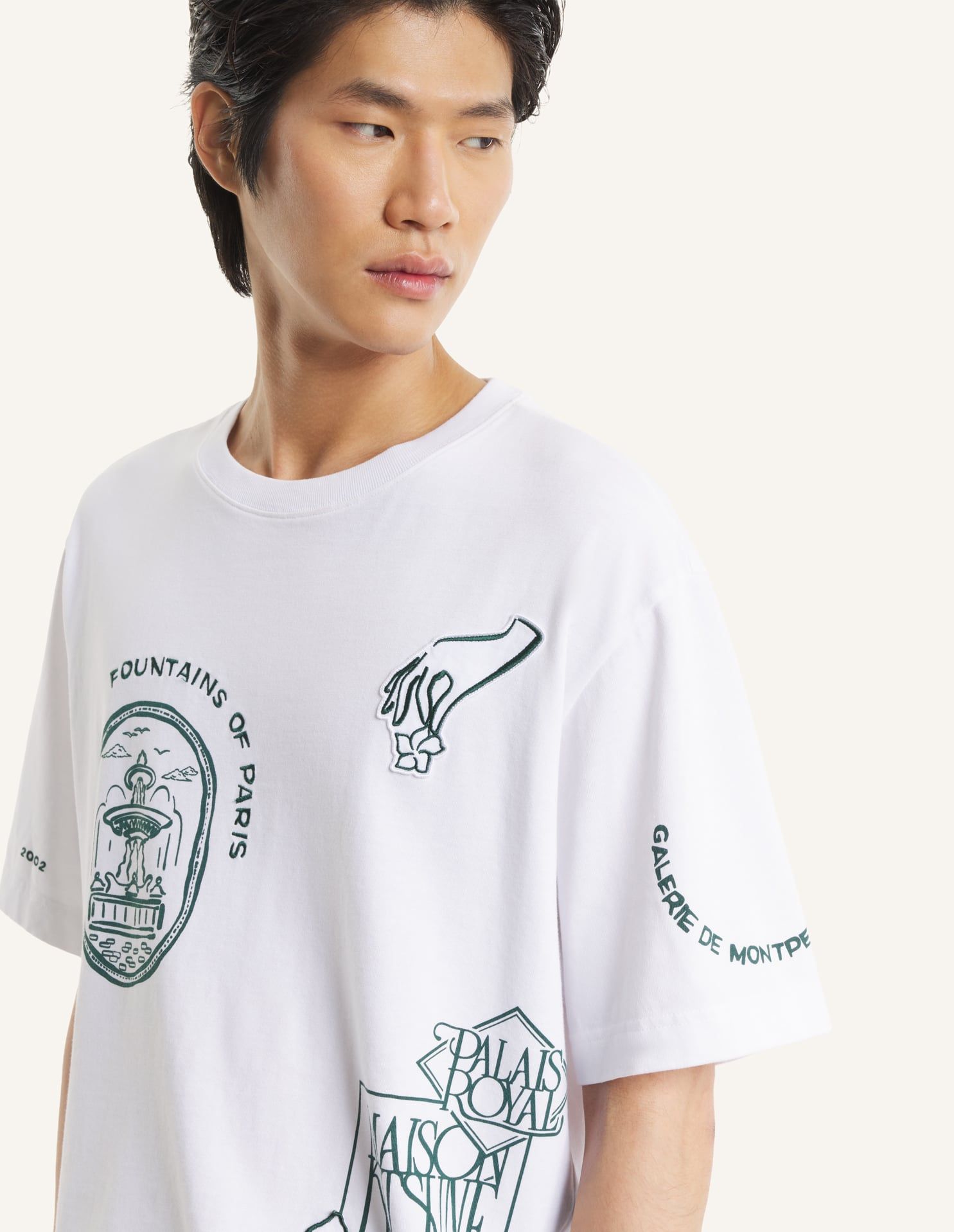 Maison Kitsuné - Áo thun in hoạ tiết dáng Oversize