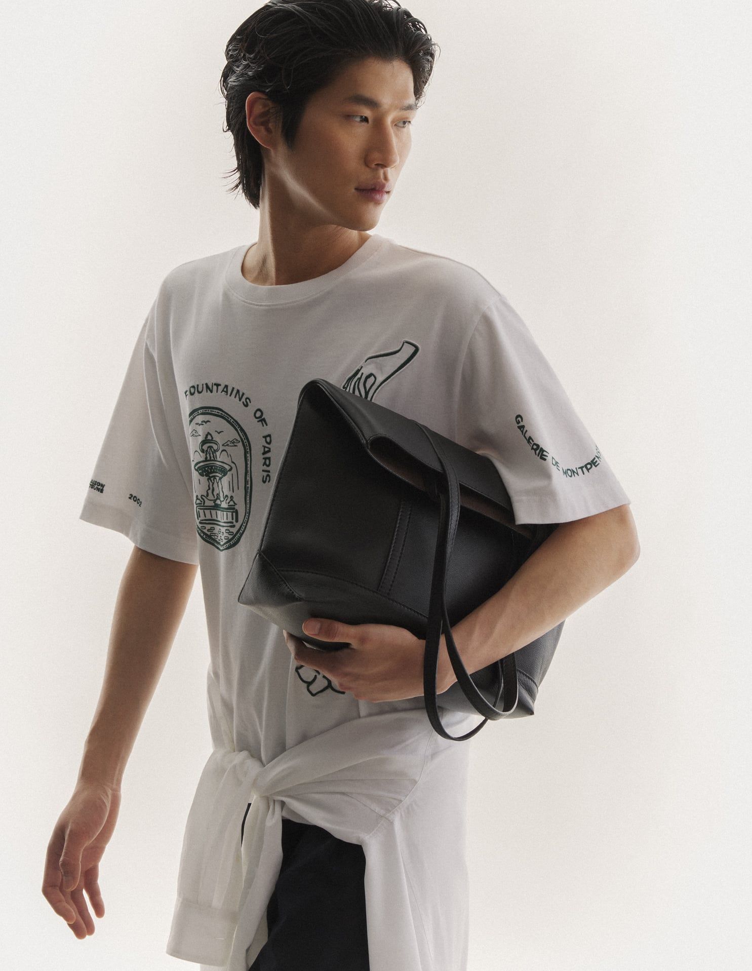 Maison Kitsuné - Áo thun in hoạ tiết dáng Oversize