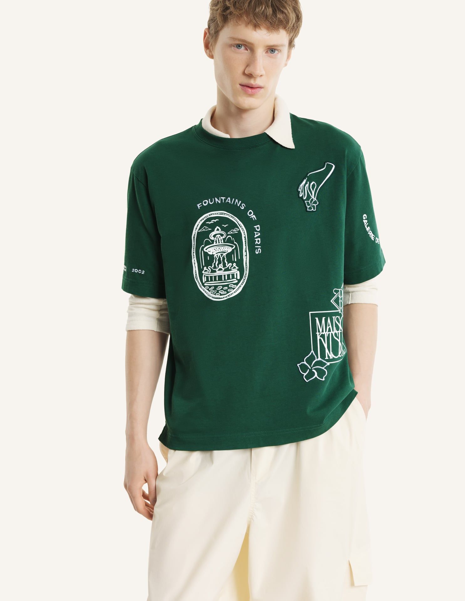 Maison Kitsuné - Áo thun in hoạ tiết dáng Oversize