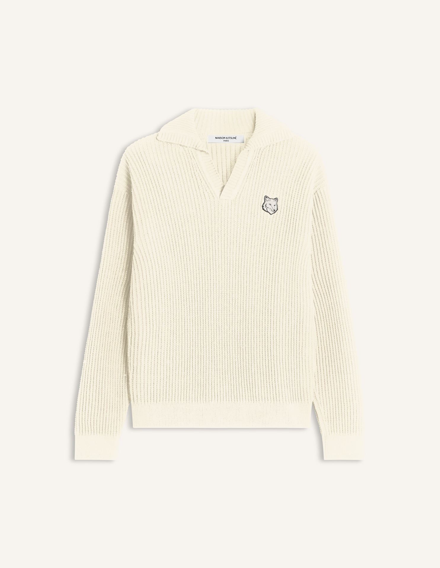 Maison Kitsuné - Áo nỉ polo nam cotton gân Fox Head dáng Comfort