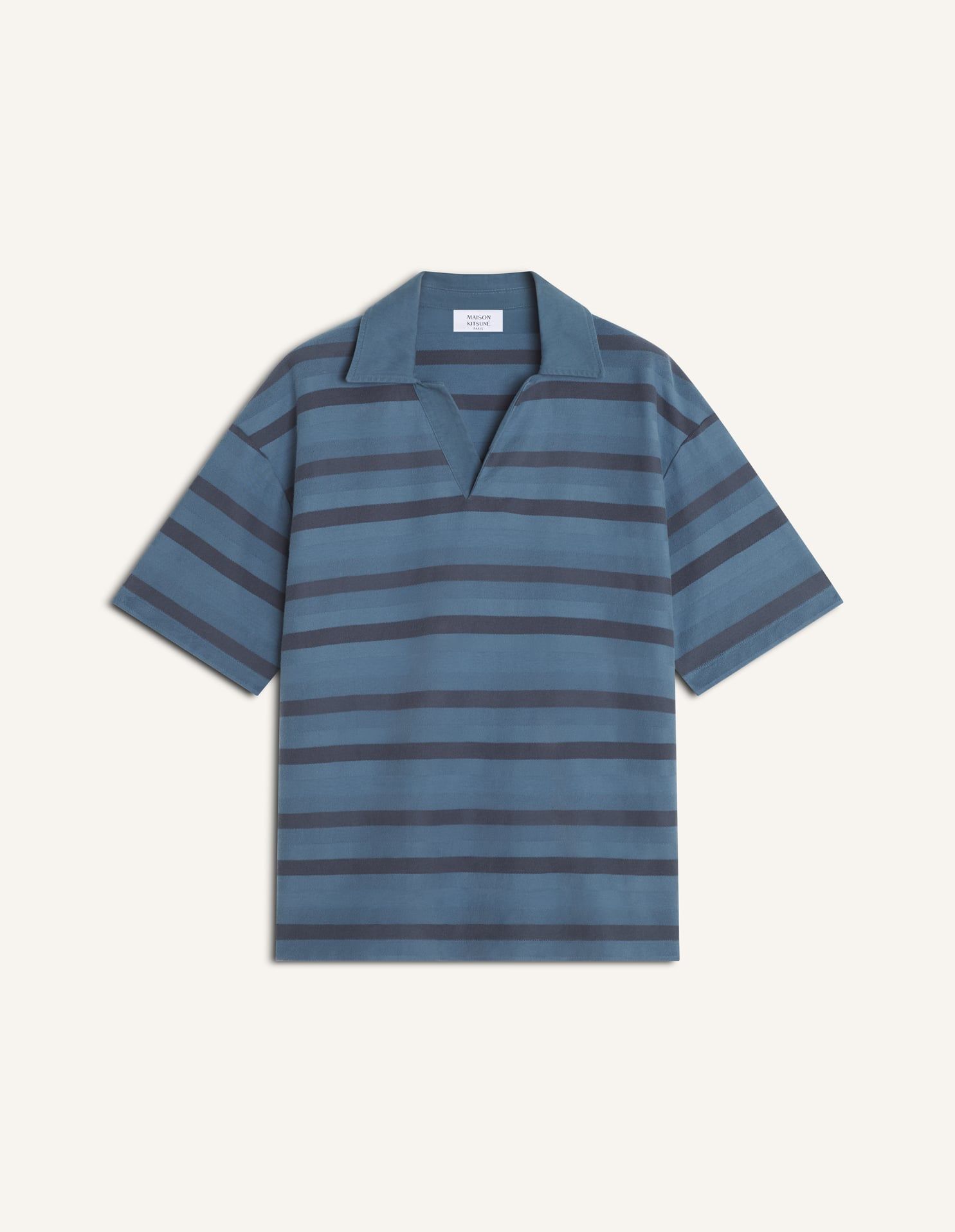 Maison Kitsuné - Áo polo kẻ sọc dáng oversized