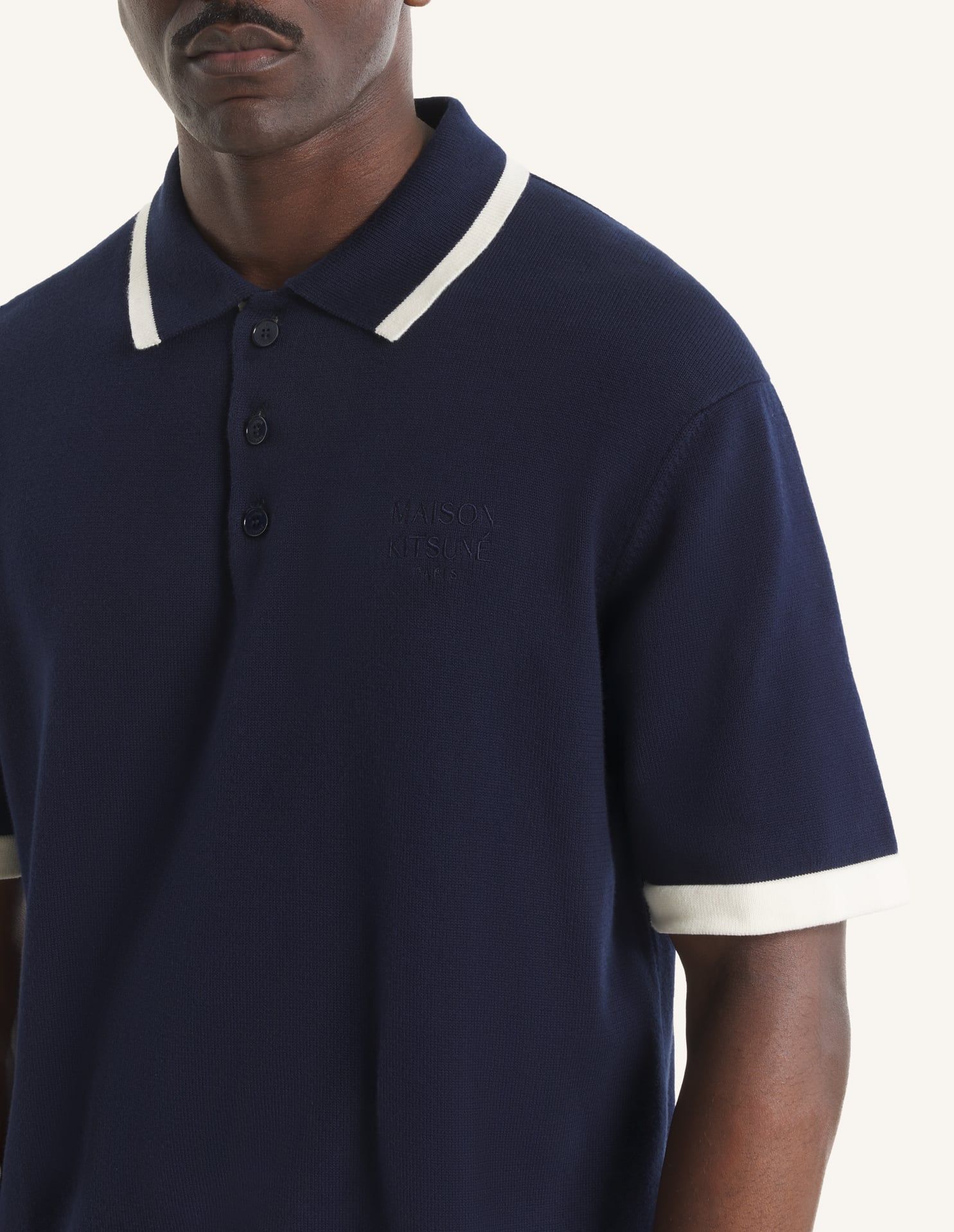 Maison Kitsuné - Áo polo nam dệt kim cotton dáng Comfort