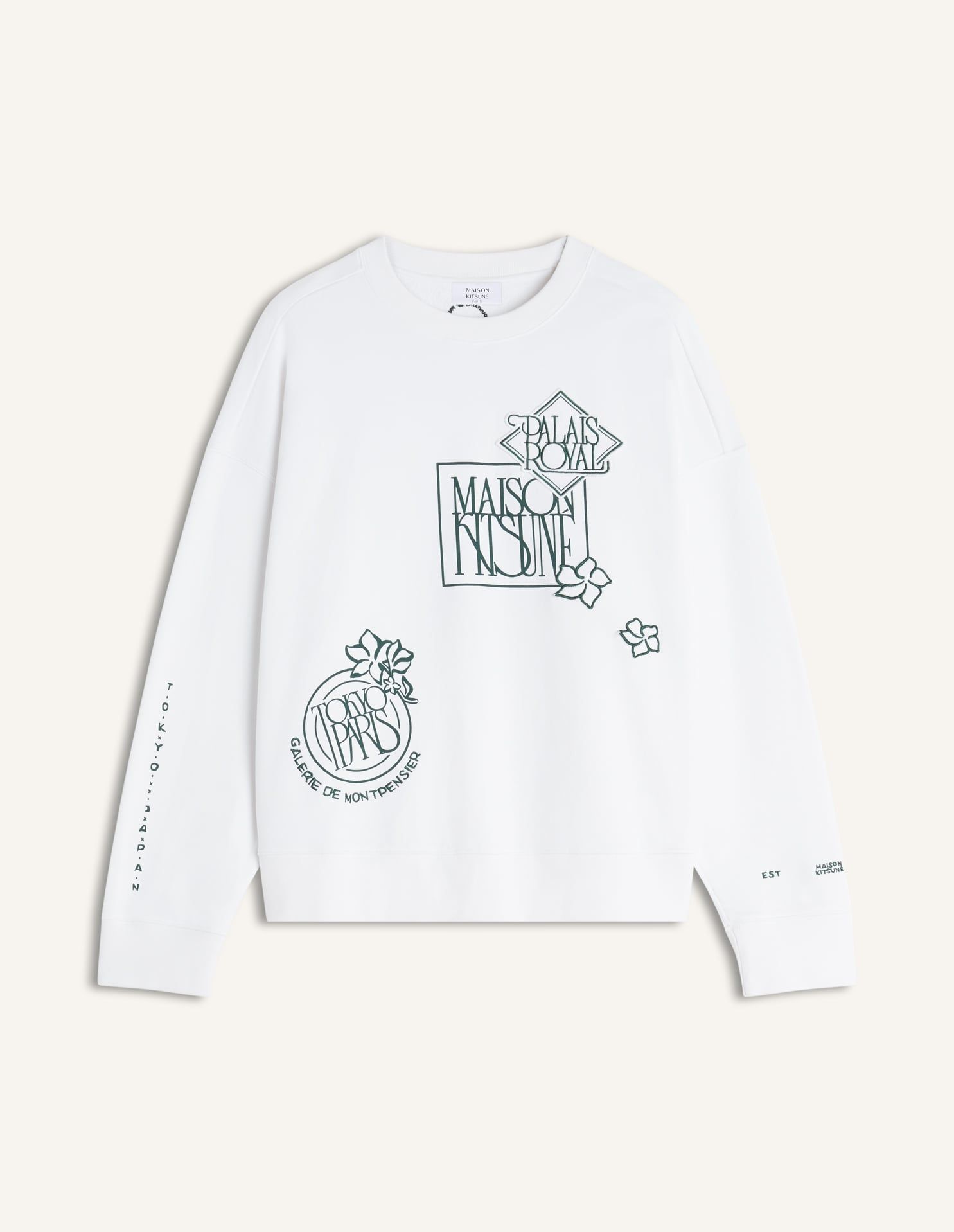 Maison Kitsuné - Áo nỉ nam tem Art Nouveau dáng Oversize