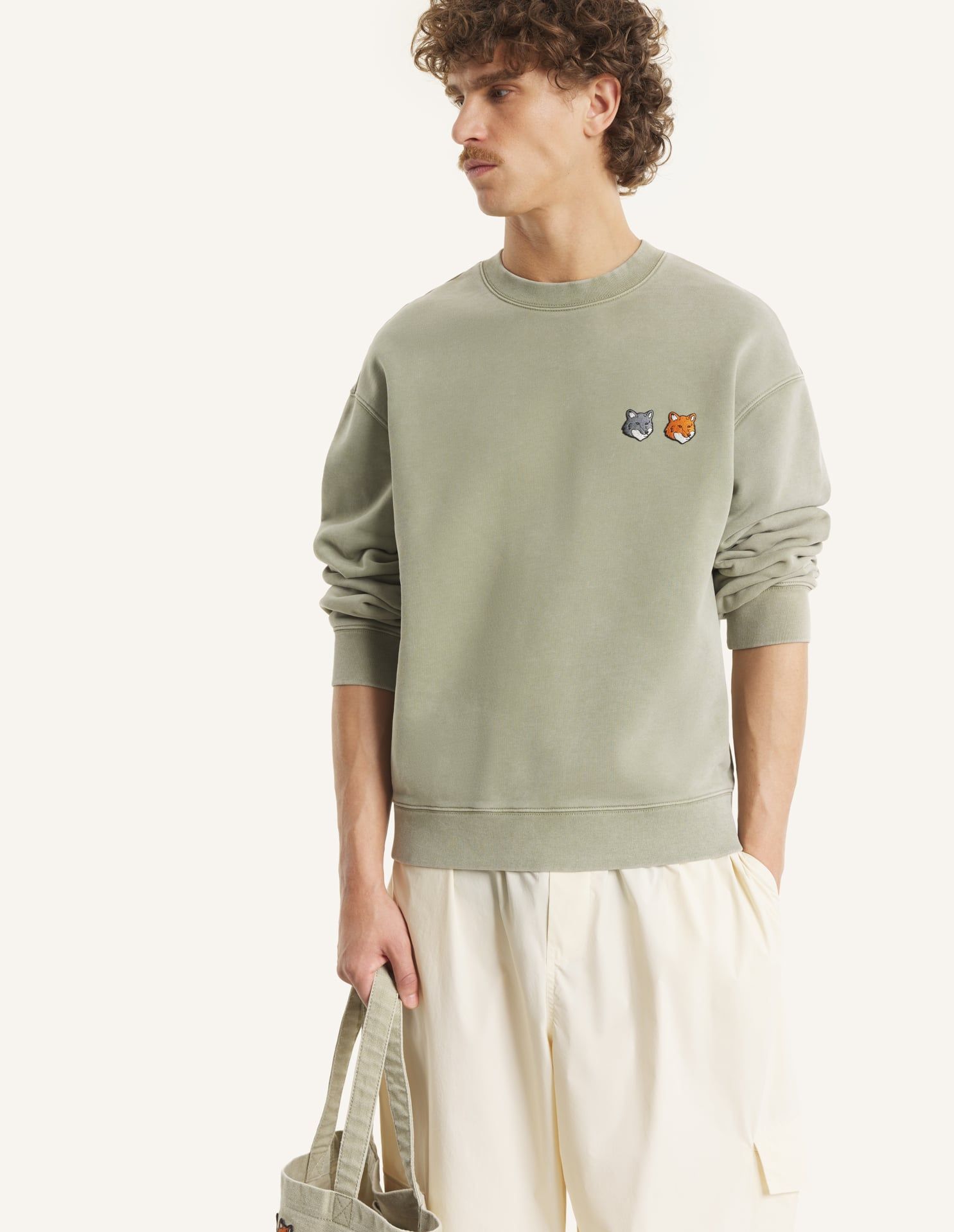 Maison Kitsuné - Áo sweatshirt nam Double Fox dáng comfort