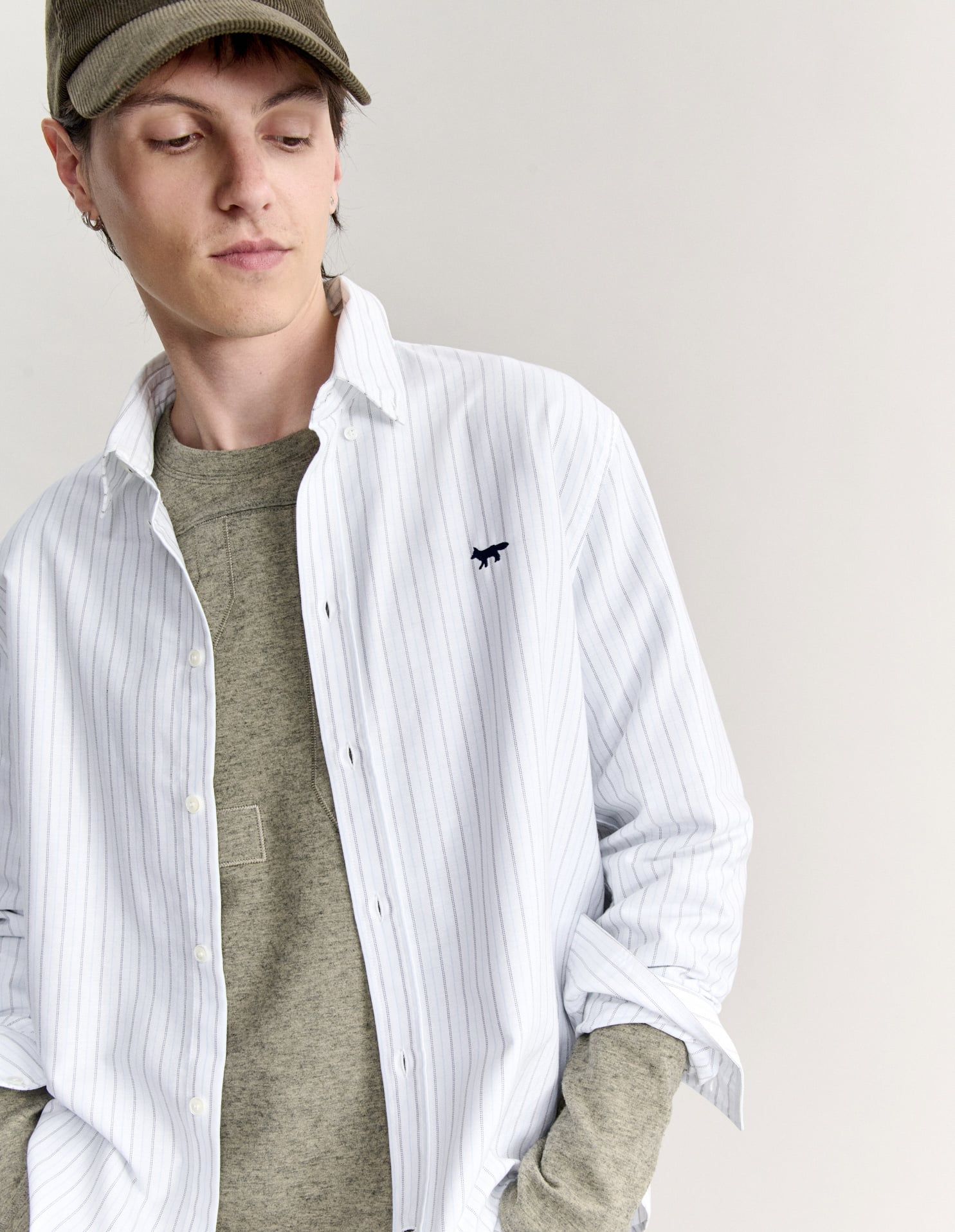 Áo sơ mi nam sọc Profile Fox dáng casual