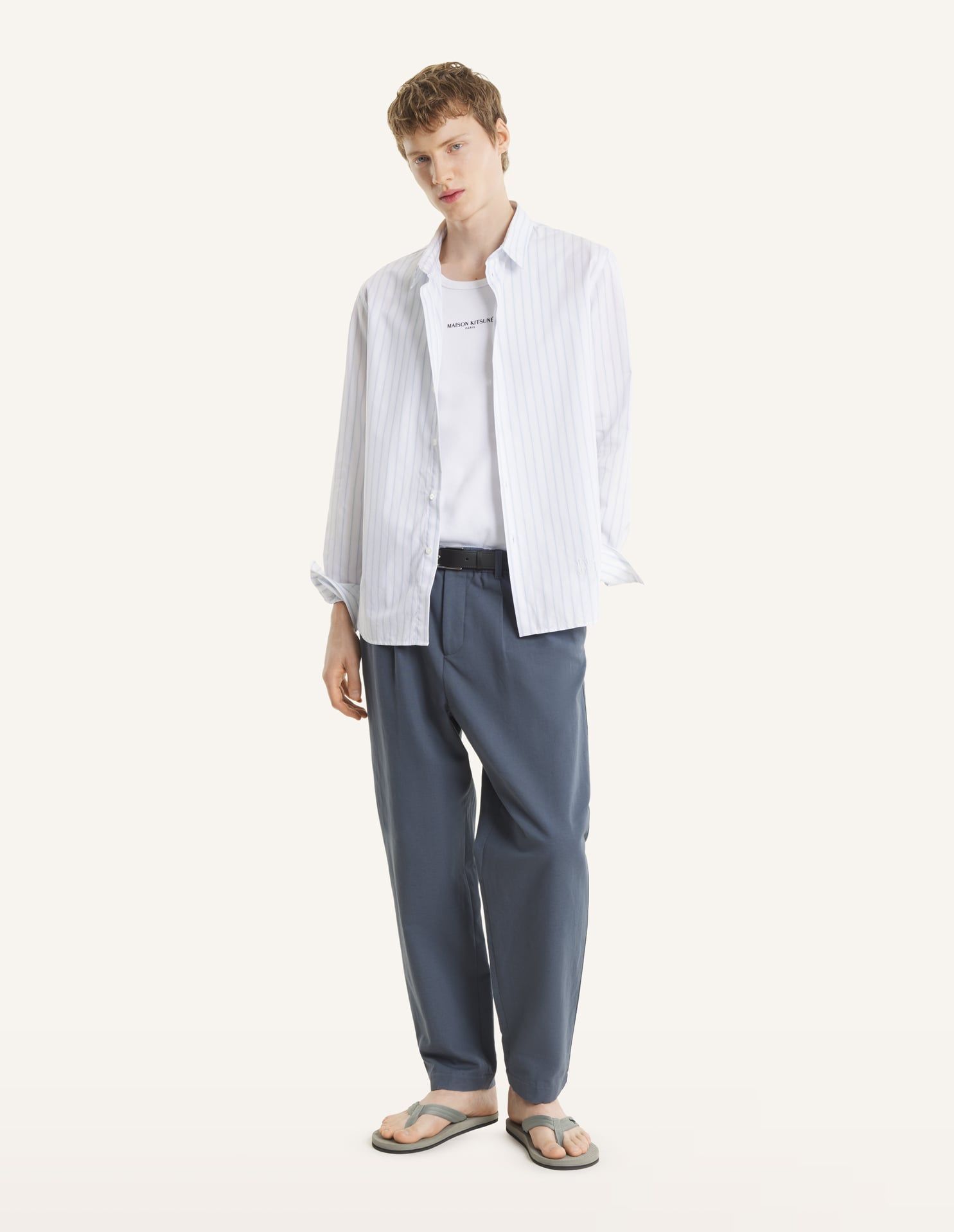 Maison Kitsuné - Áo sơ mi kẻ sọc dáng casual