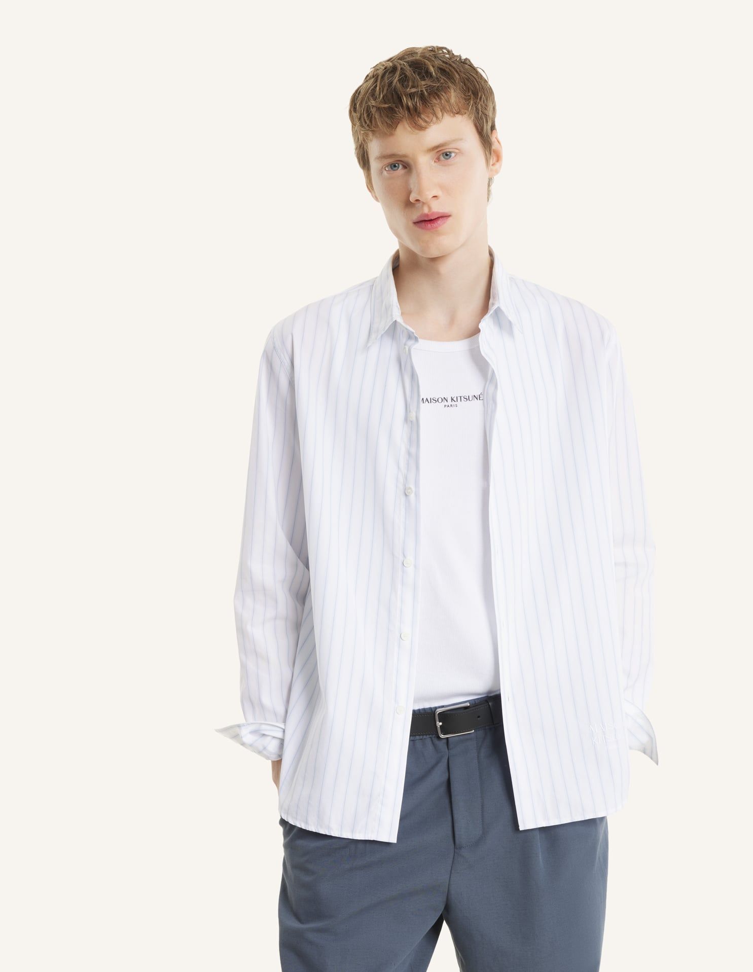 Maison Kitsuné - Áo sơ mi kẻ sọc dáng casual