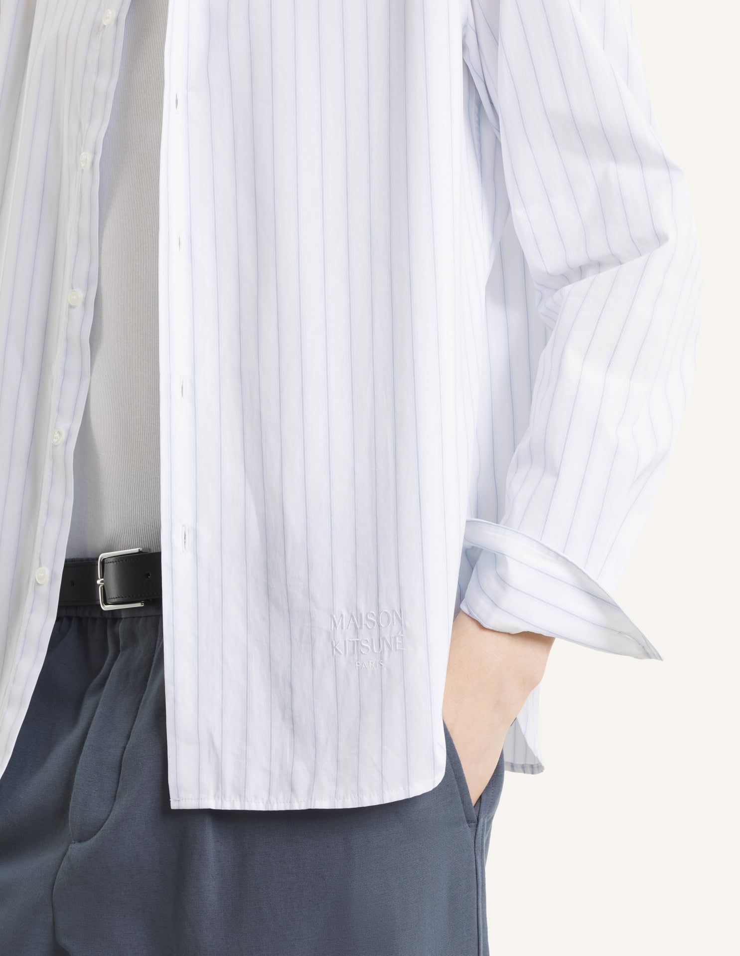 Maison Kitsuné - Áo sơ mi kẻ sọc dáng casual