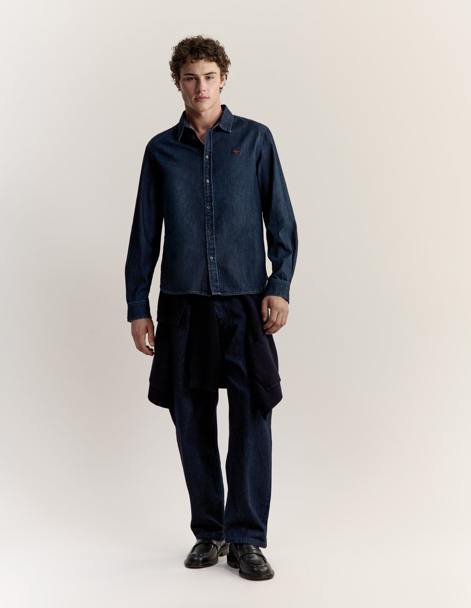 Áo sơ mi denim nam Profile Fox dáng casual