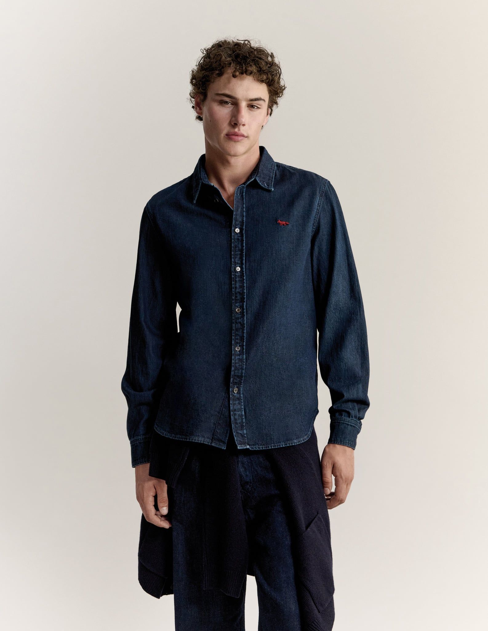 Áo sơ mi denim nam Profile Fox dáng casual