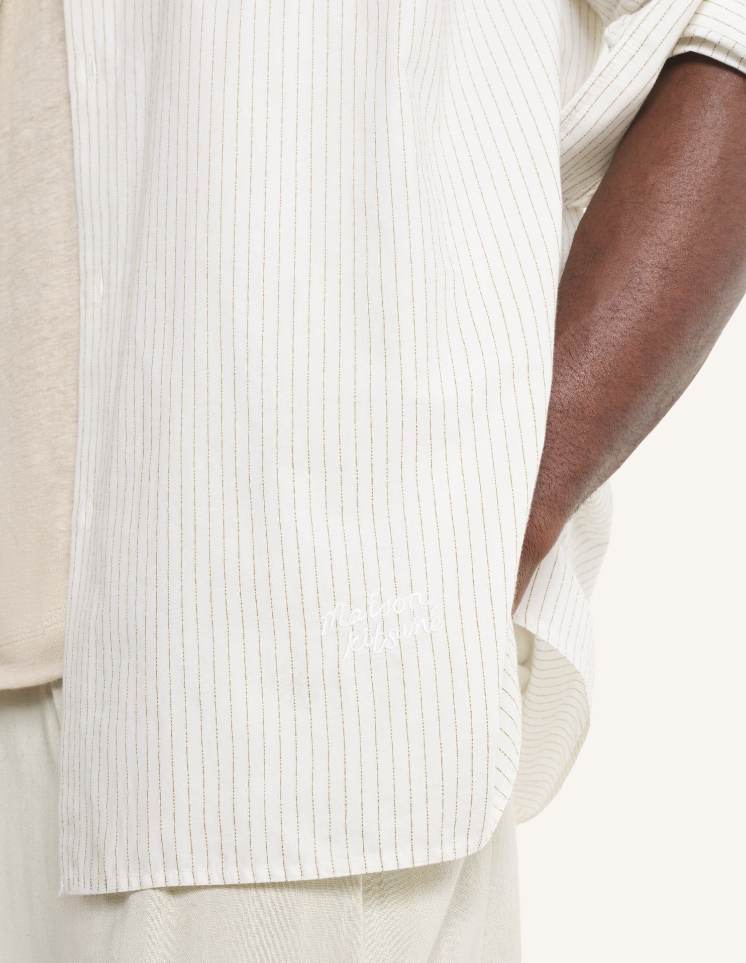 Maison Kitsuné - Áo sơ mi kẻ sọc dáng Oversize