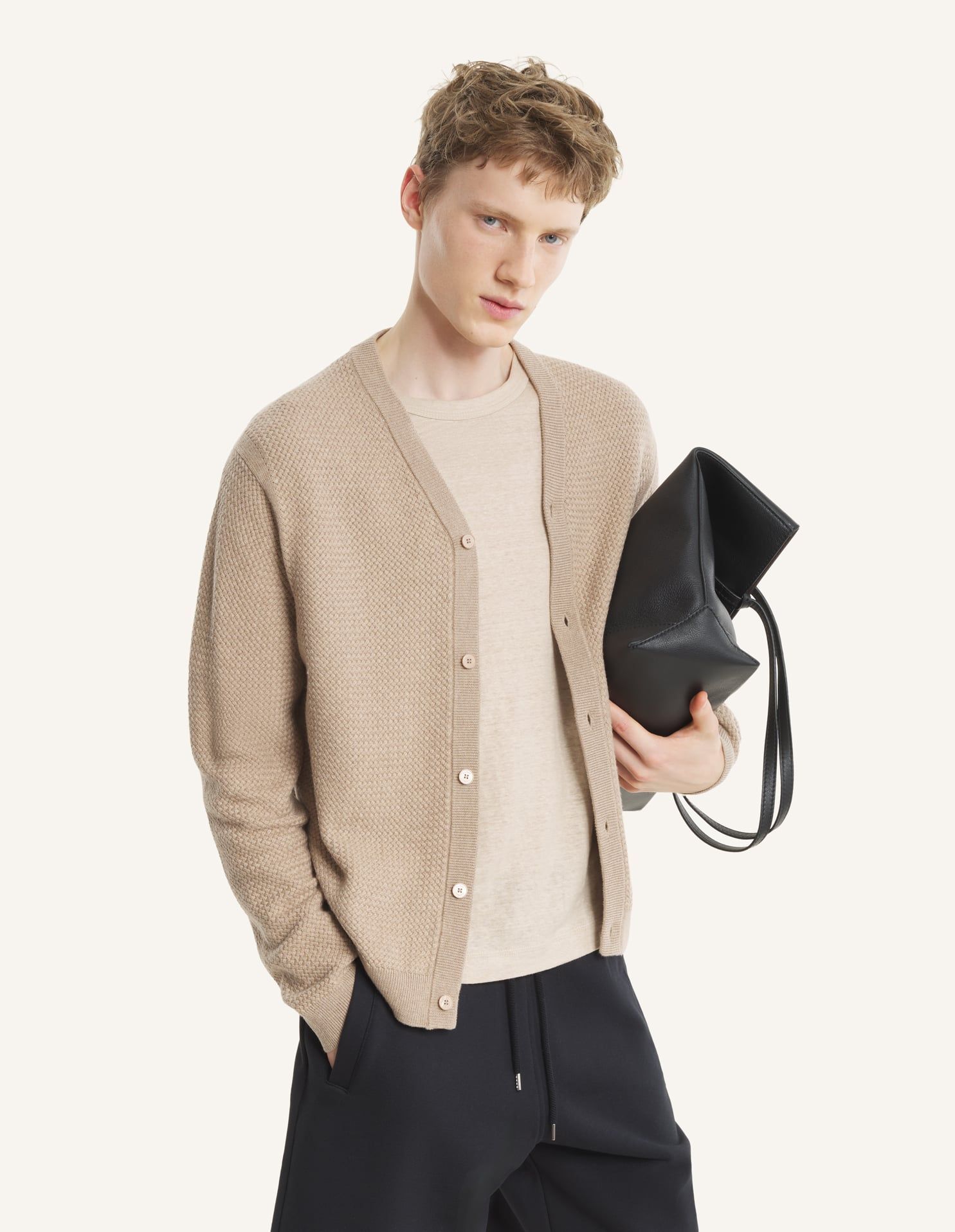 Maison Kitsuné - Áo cardigan nam Merino dáng Comfort