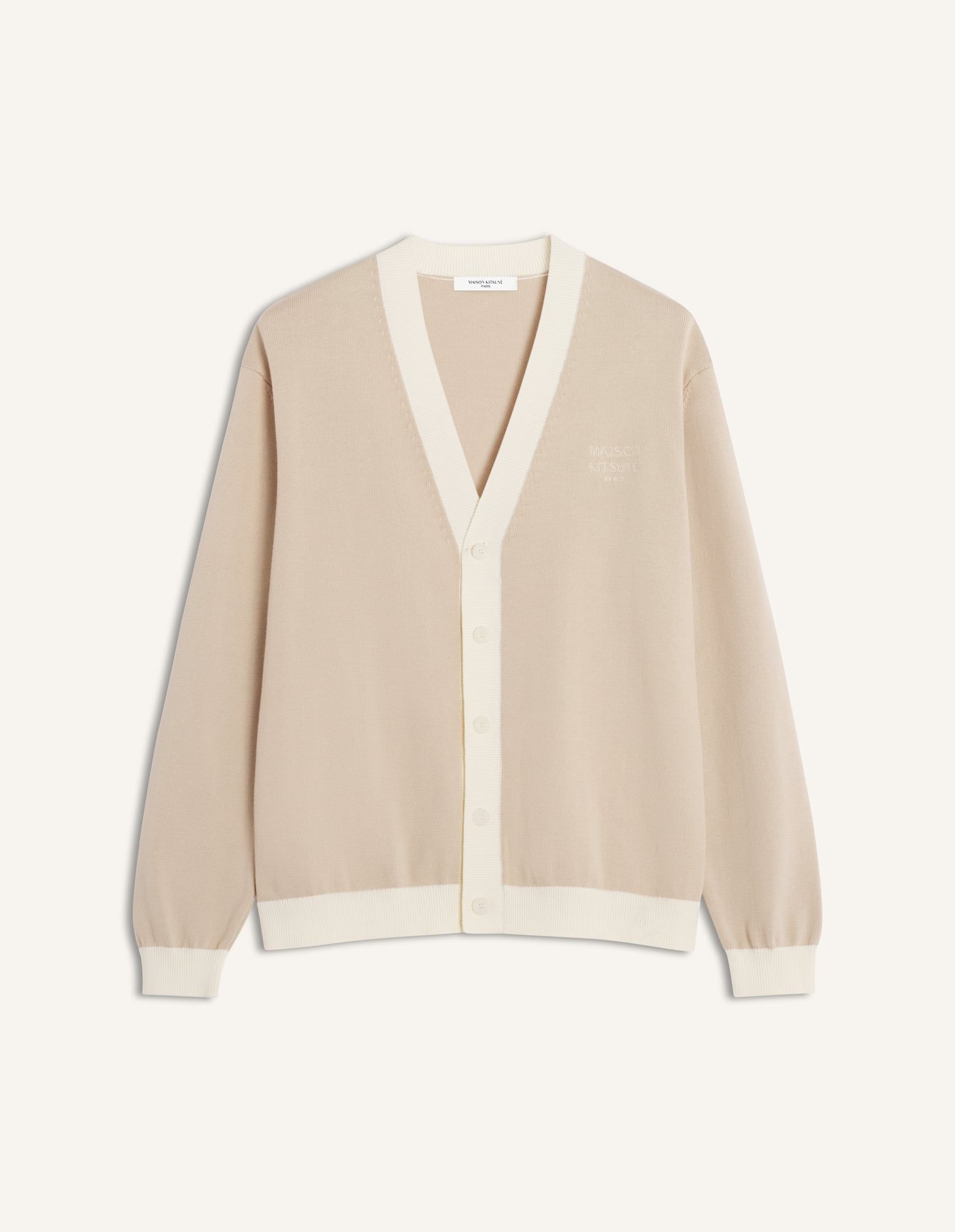 Maison Kitsuné - Áo cardigan nam cotton Contrast dáng Comfort