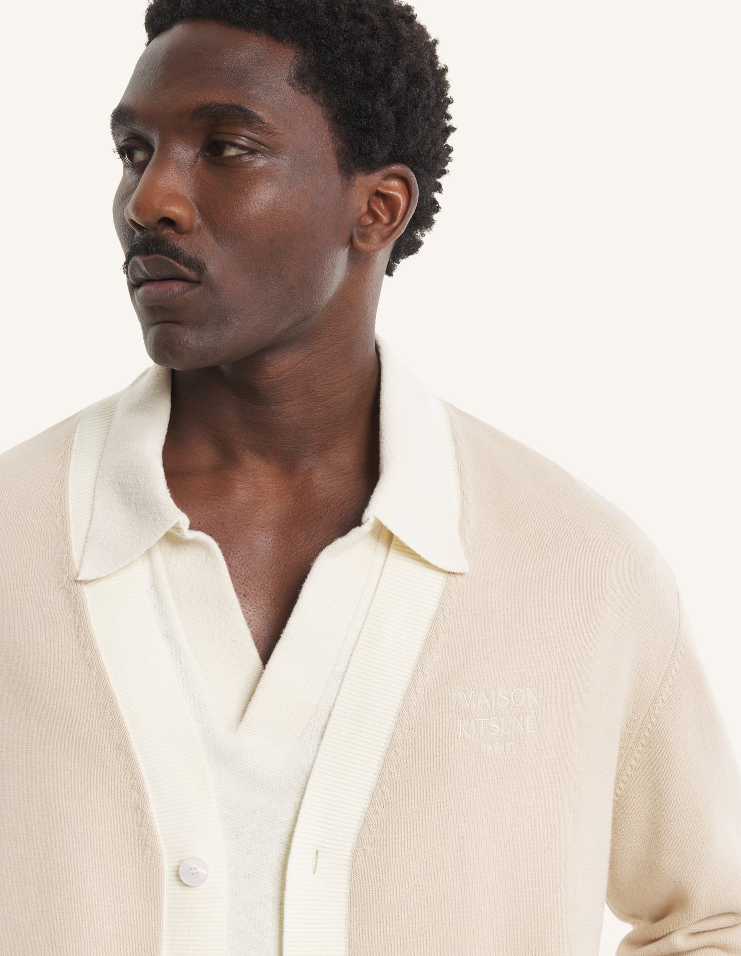 Maison Kitsuné - Áo cardigan nam cotton Contrast dáng Comfort