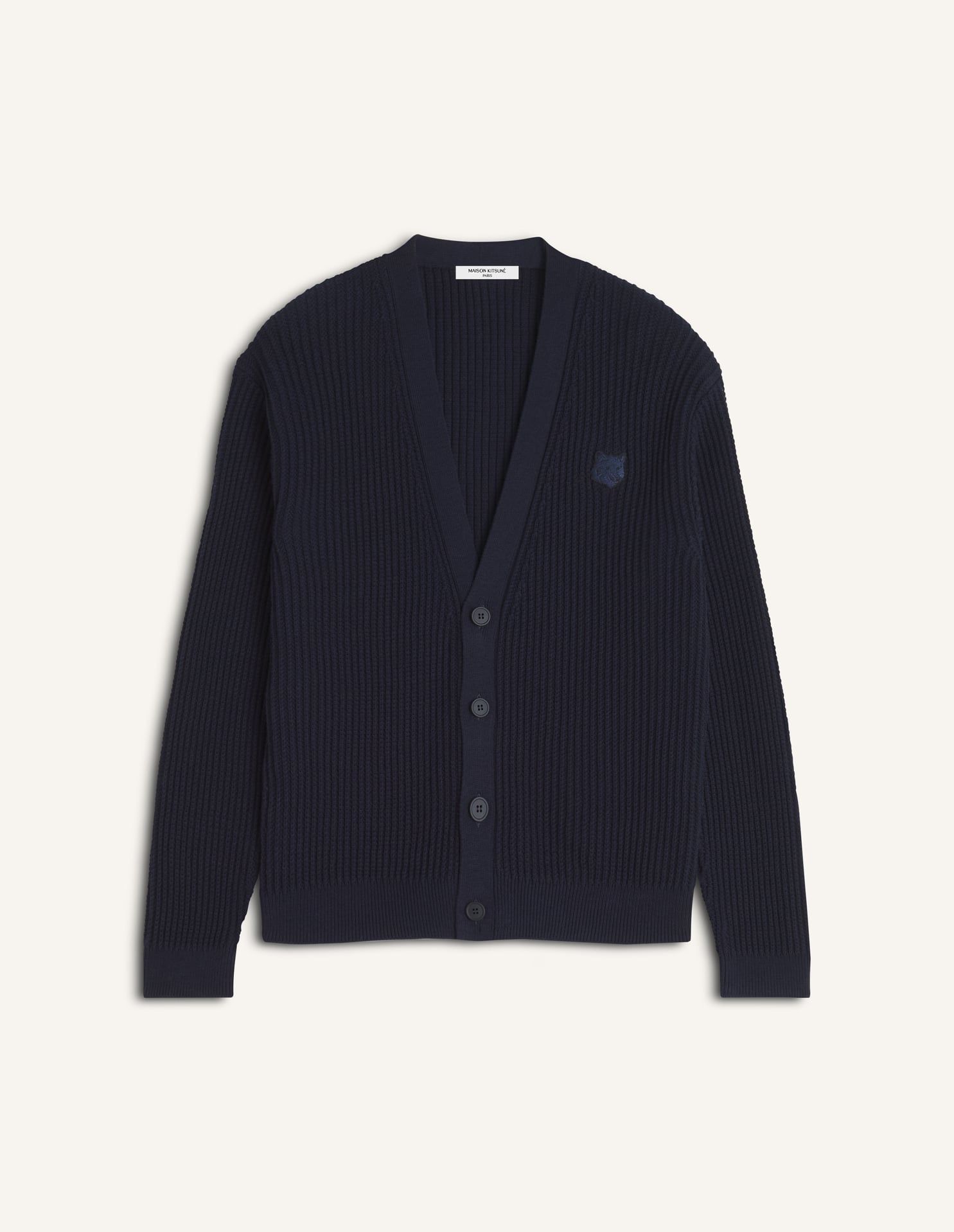 Maison Kitsuné - Áo cardigan nam gân cotton Fox Head dáng Comfort