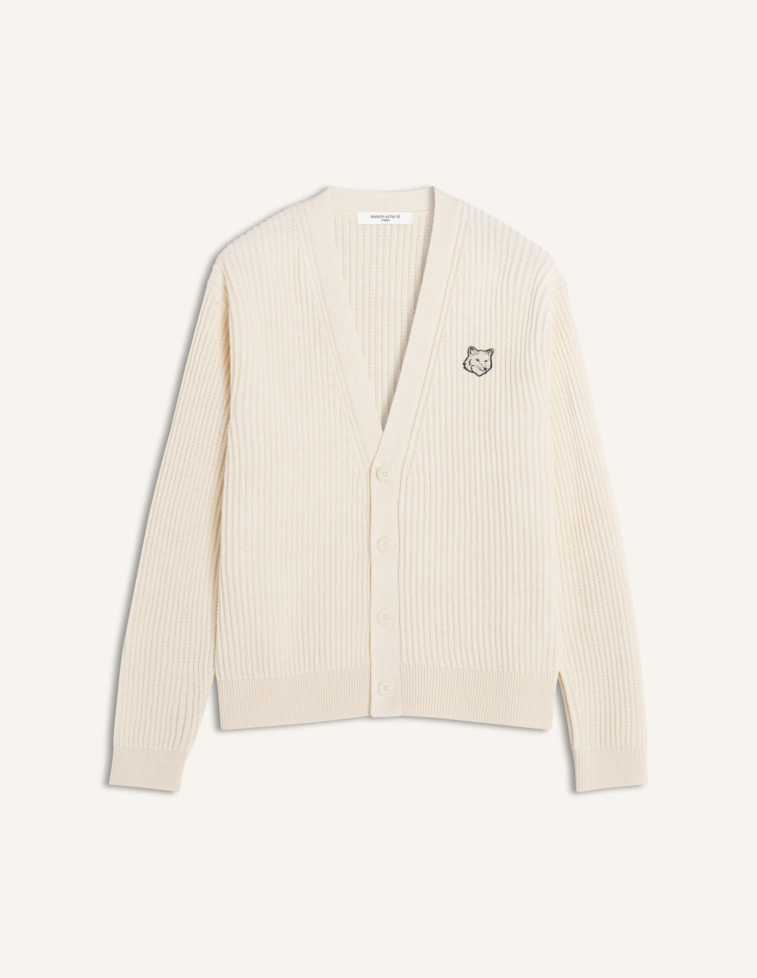 Maison Kitsuné - Áo cardigan nam gân cotton Fox Head dáng Comfort