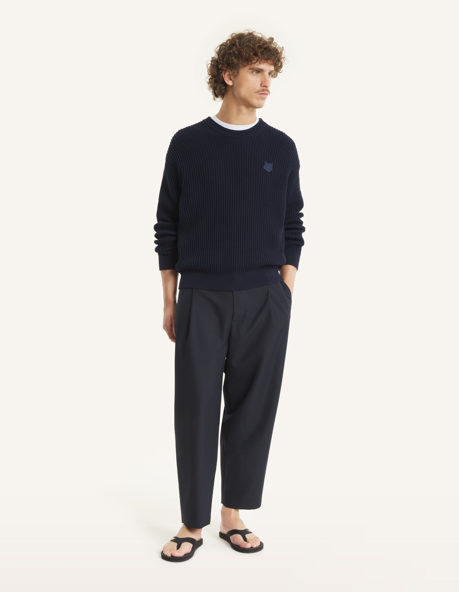 Maison Kitsuné - Áo len nam cotton Fox Head dáng Comfort