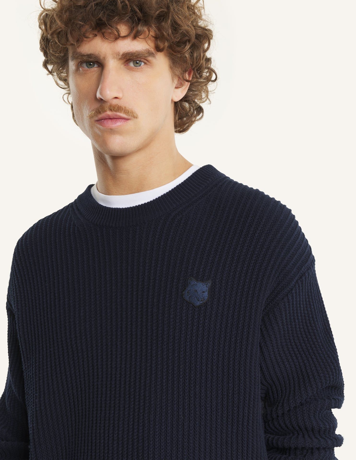 Maison Kitsuné - Áo len nam cotton Fox Head dáng Comfort