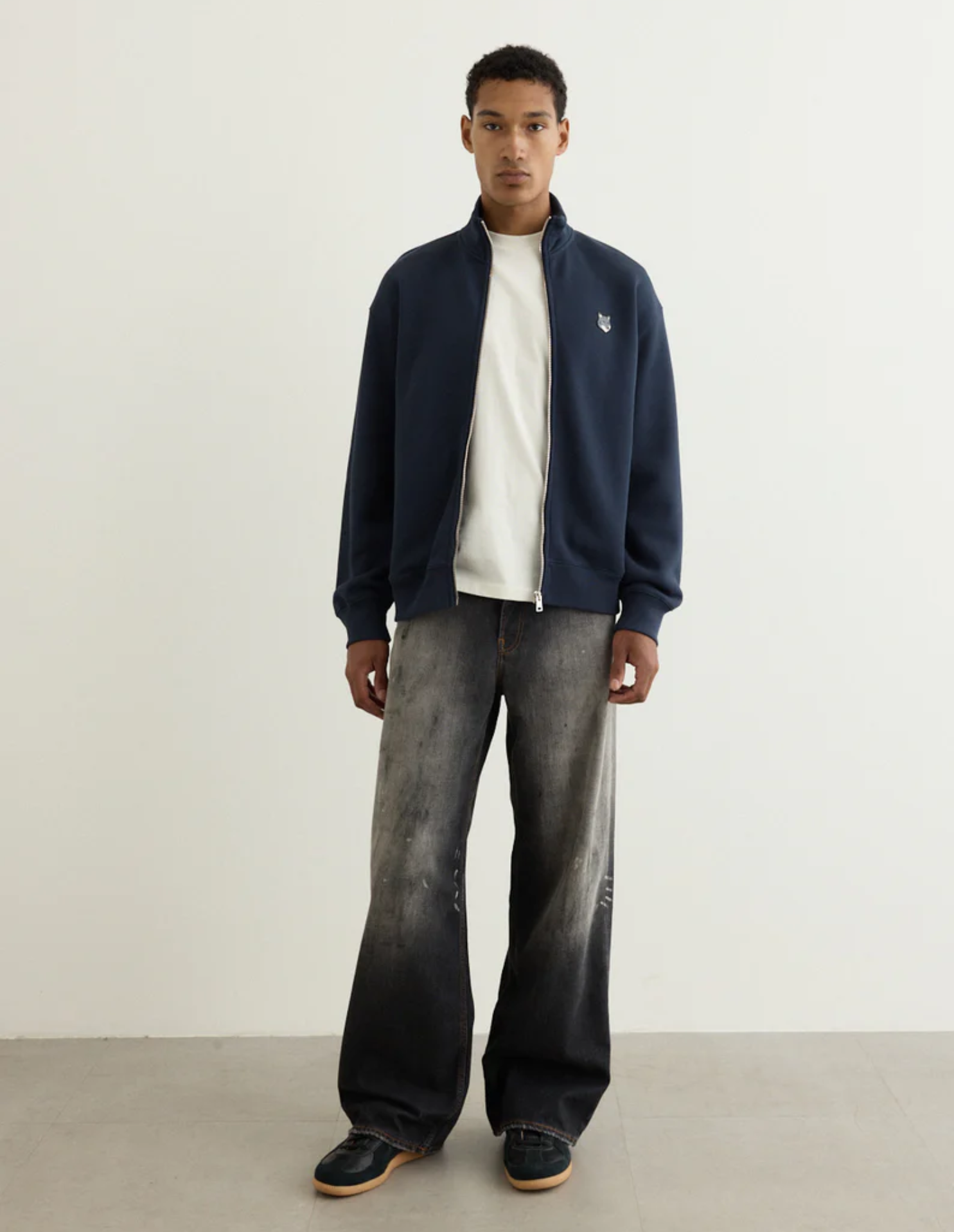 Maison Kitsuné - Áo khoác nỉ nam có khóa kéo dáng Comfort