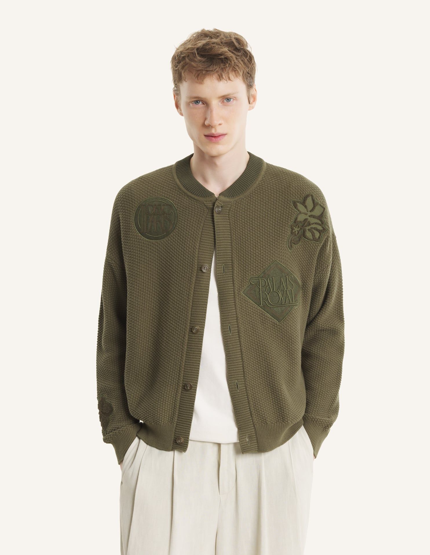 Maison Kitsuné - Áo khoác len nam Art Nouveau dáng Comfort