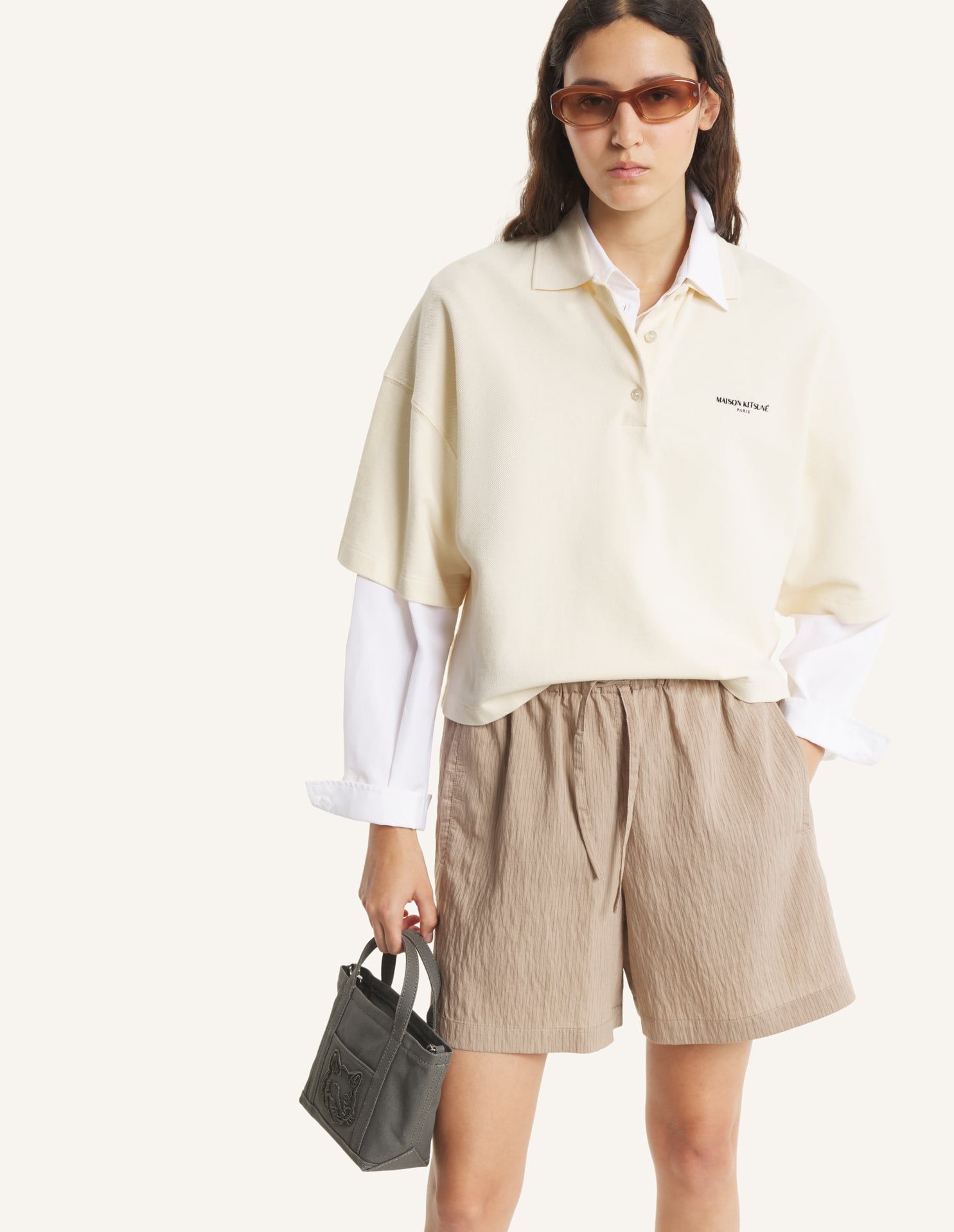 Maison Kitsuné - Áo polo nữ Maison Kitsune Paris dáng Oversized