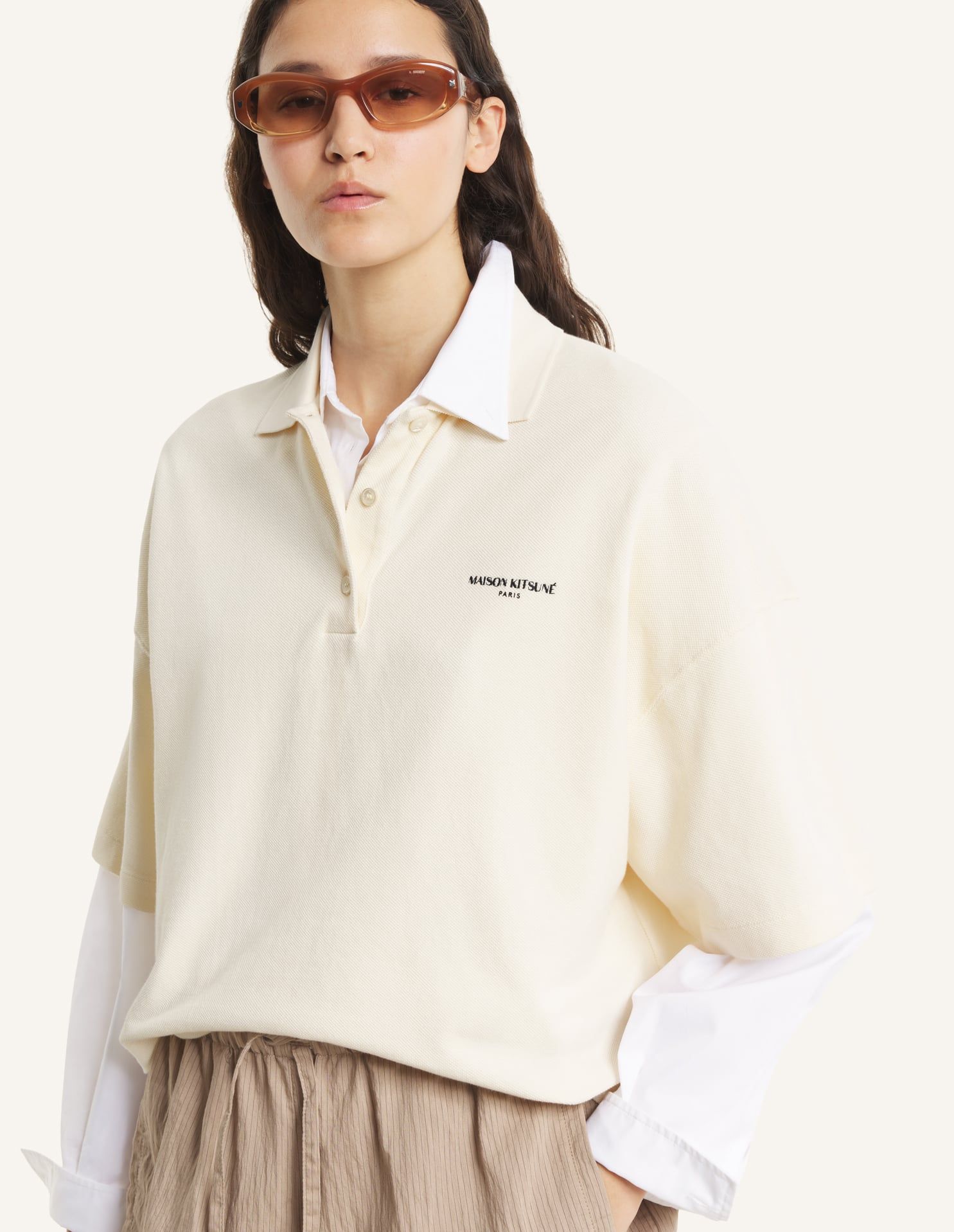 Maison Kitsuné - Áo polo nữ Maison Kitsune Paris dáng Oversized