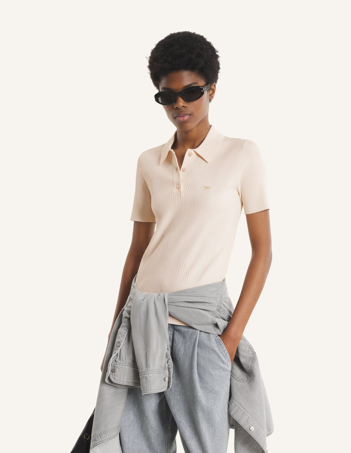 Maison Kitsuné - Áo polo nữ Baby Fox dáng Fitted