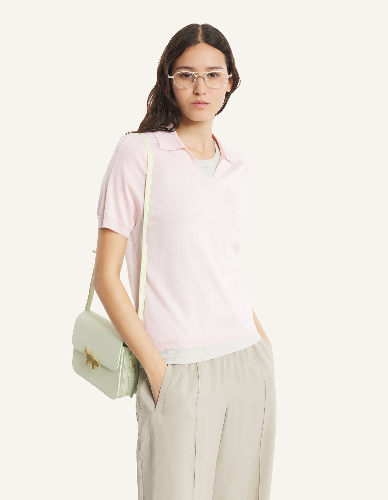 Maison Kitsuné - Áo polo pha lụa dáng fitted