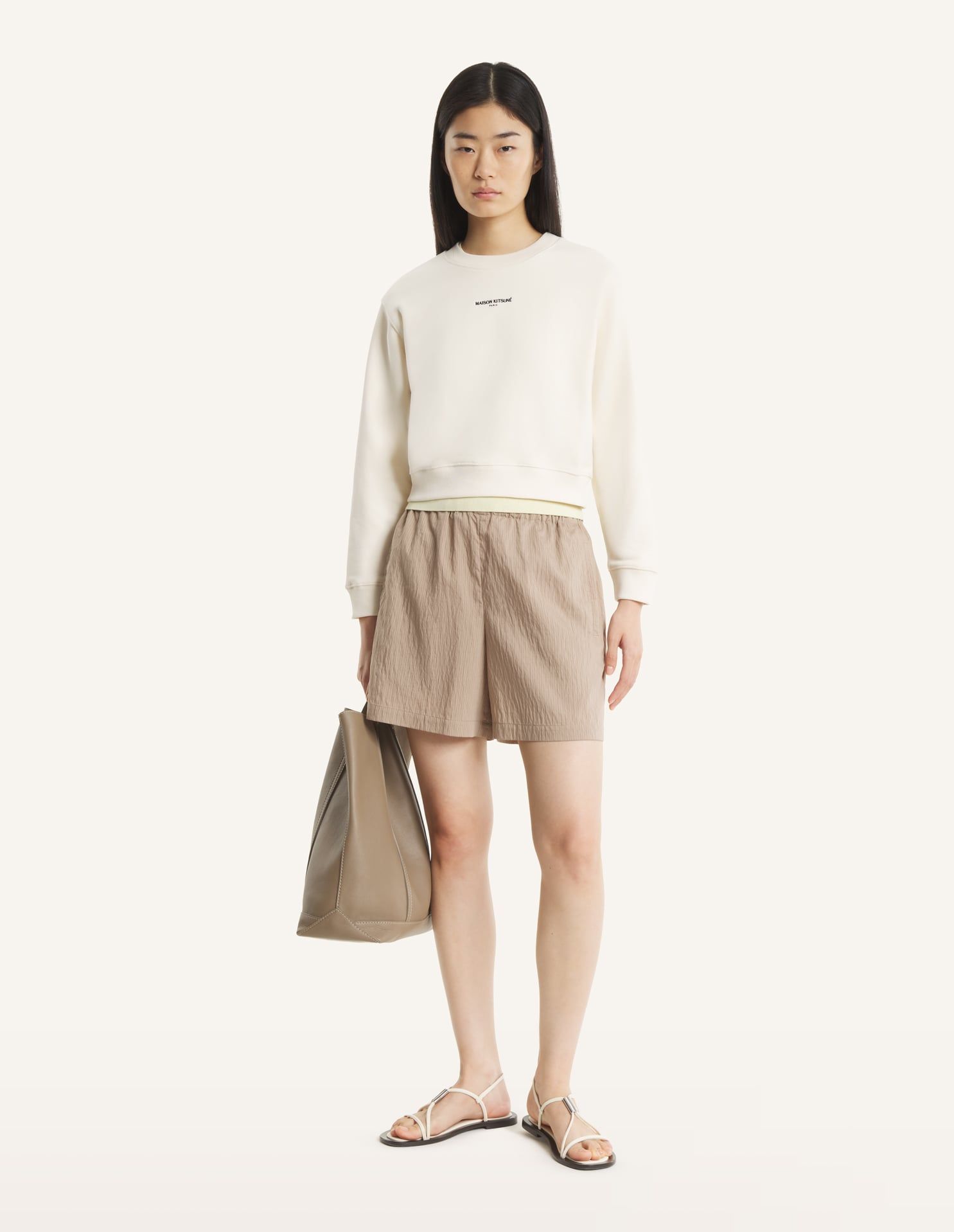 Maison Kitsuné - Áo nỉ nữ Maison Kitsune Paris dáng Cropped