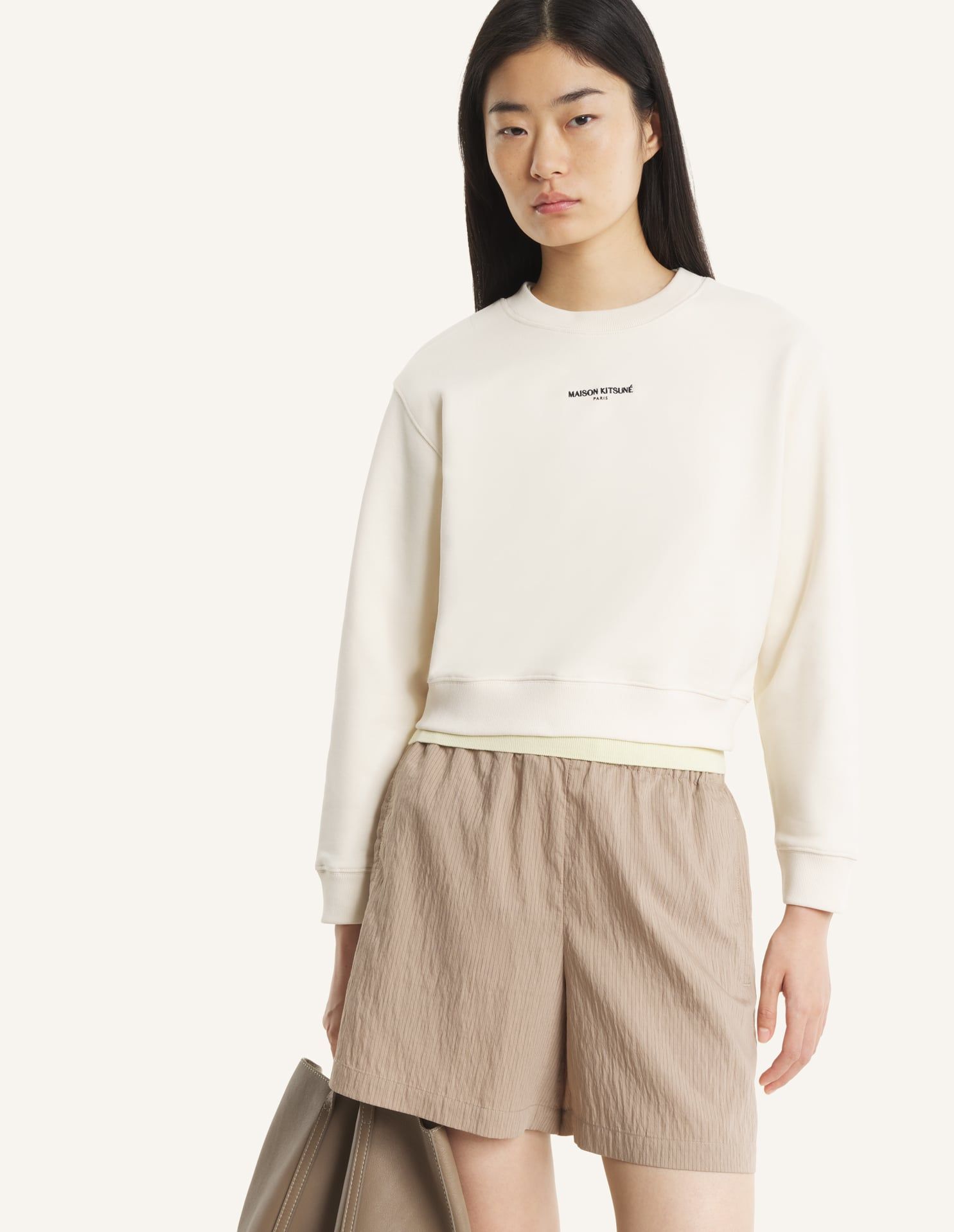 Maison Kitsuné - Áo nỉ nữ Maison Kitsune Paris dáng Cropped
