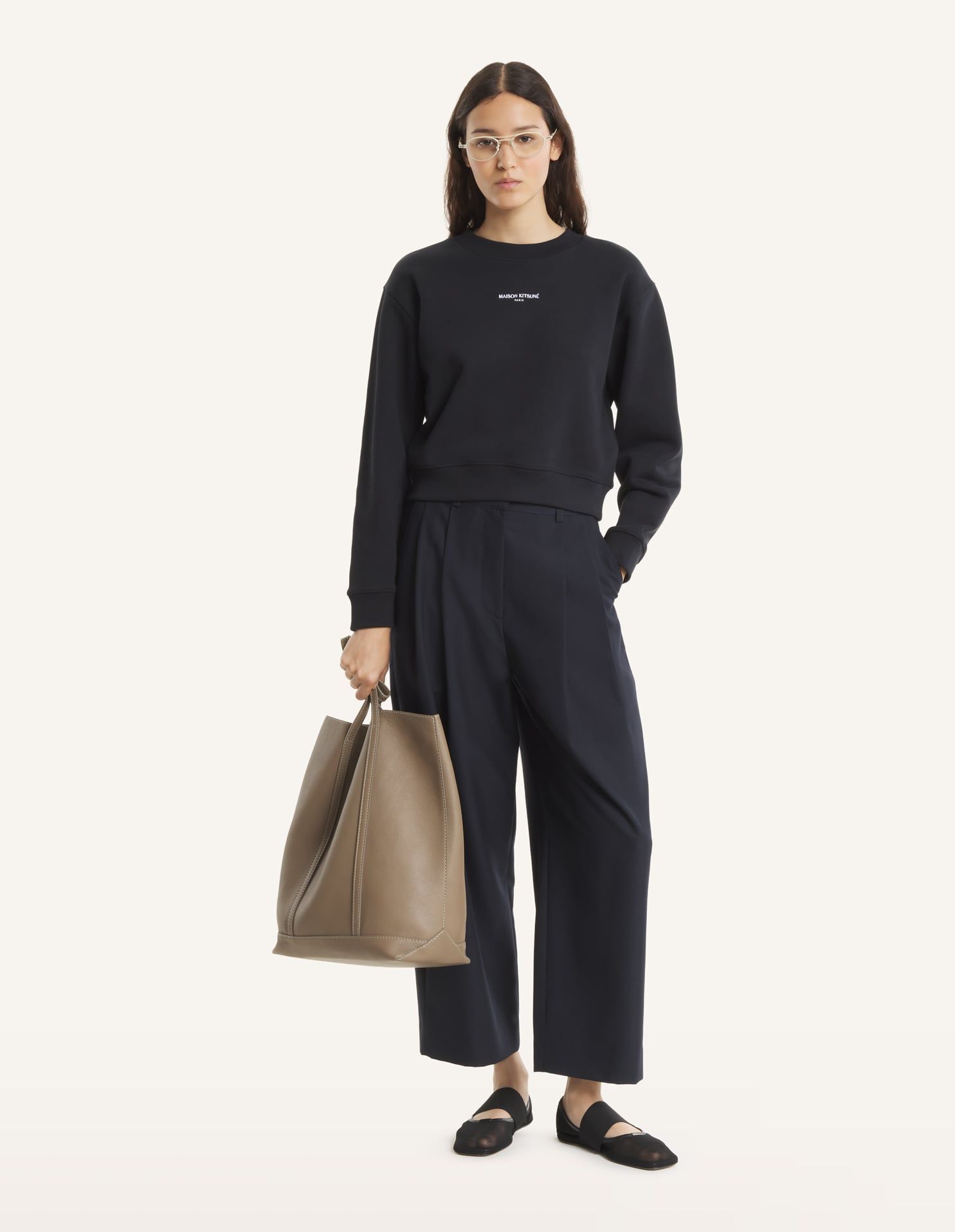 Maison Kitsuné - Áo nỉ nữ Maison Kitsune Paris dáng Cropped