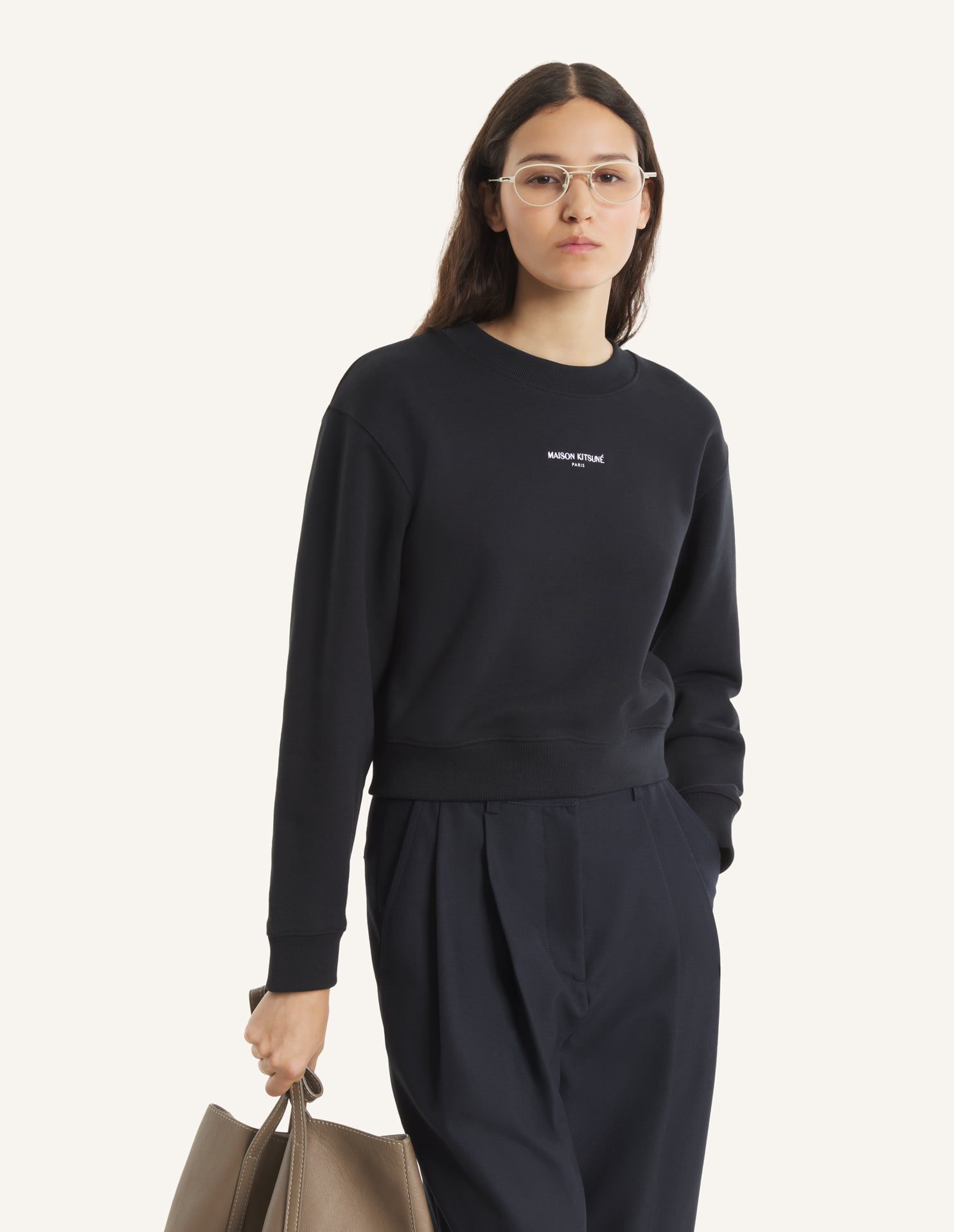 Maison Kitsuné - Áo nỉ nữ Maison Kitsune Paris dáng Cropped