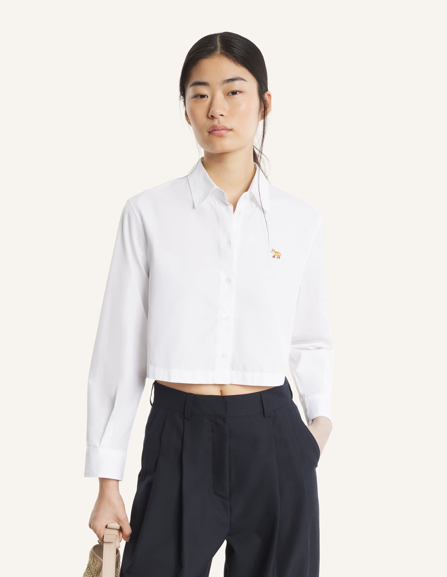 Maison Kitsuné - Áo sơ mi nữ Baby Fox dáng Cropped
