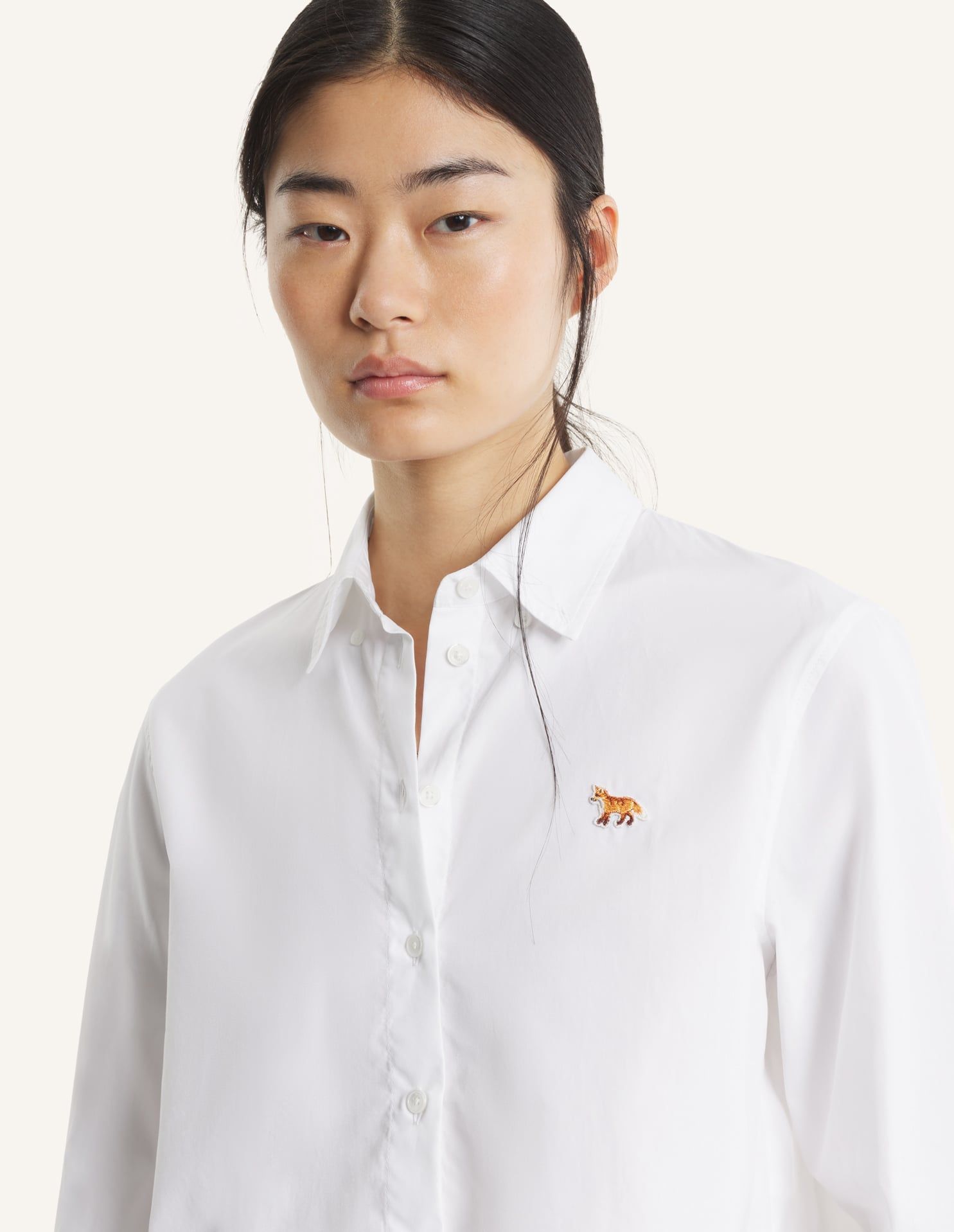 Maison Kitsuné - Áo sơ mi nữ Baby Fox dáng Cropped