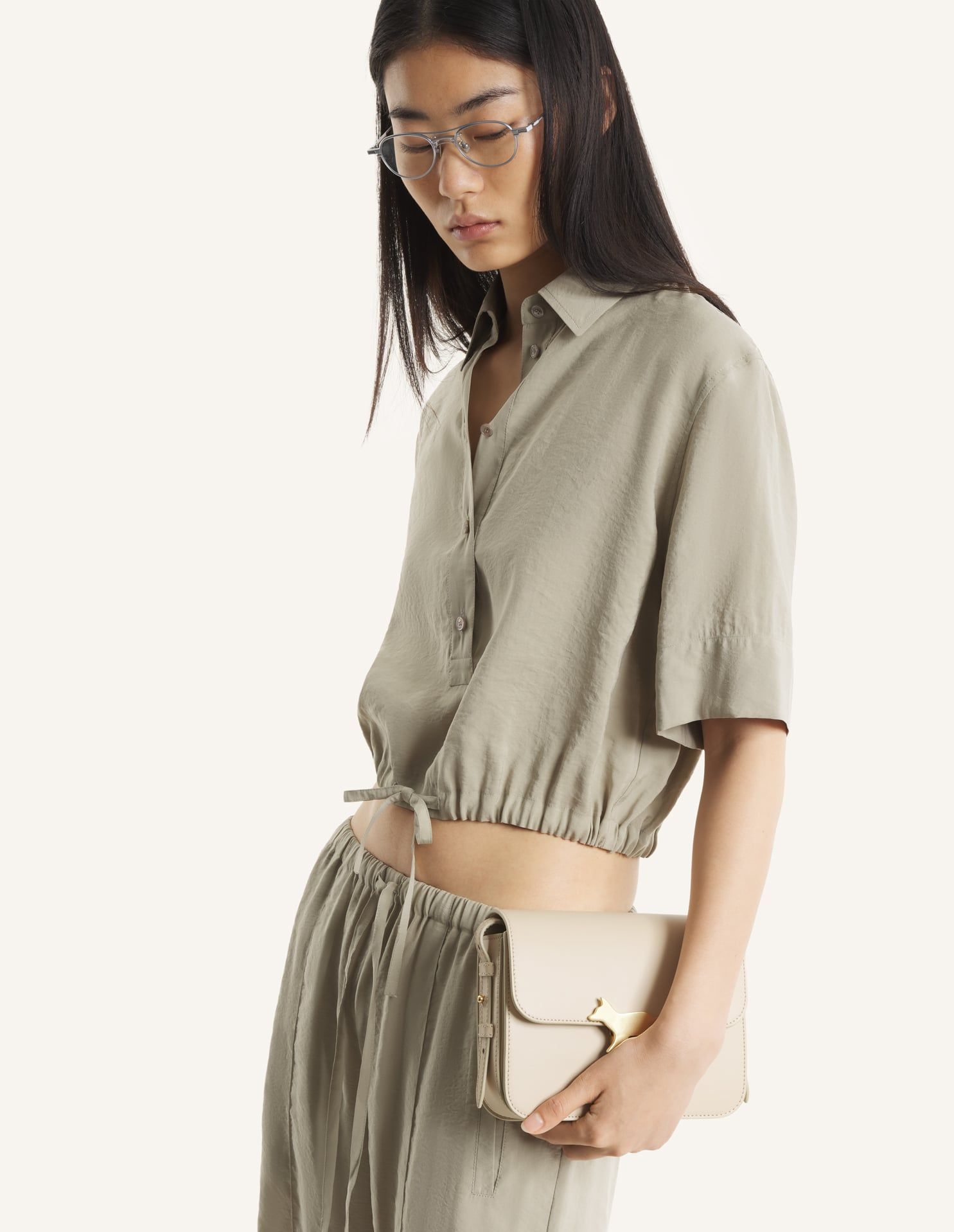 Maison Kitsuné - Áo sơ mi dây rút dáng cropped