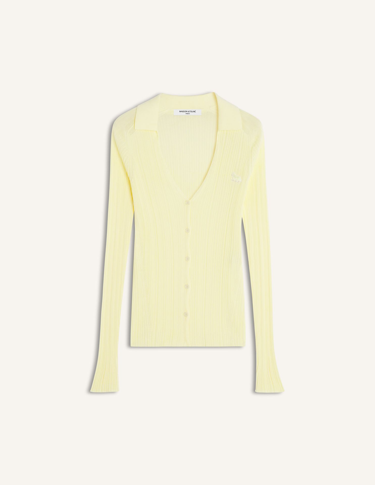 Maison Kitsuné - Áo cardigan dệt gân nữ Baby Fox dáng Fitted