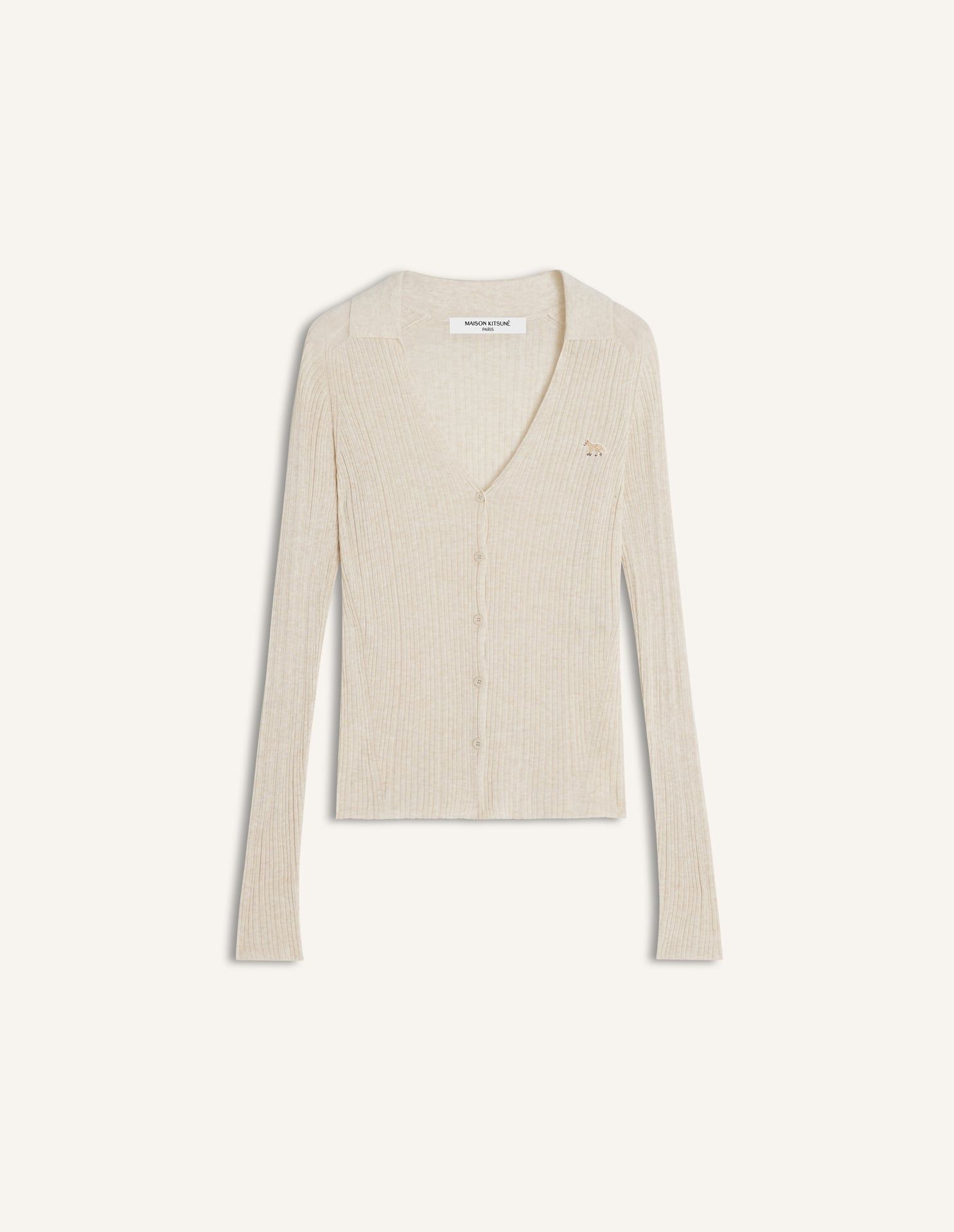 Maison Kitsuné - Áo cardigan dệt gân nữ Baby Fox dáng Fitted