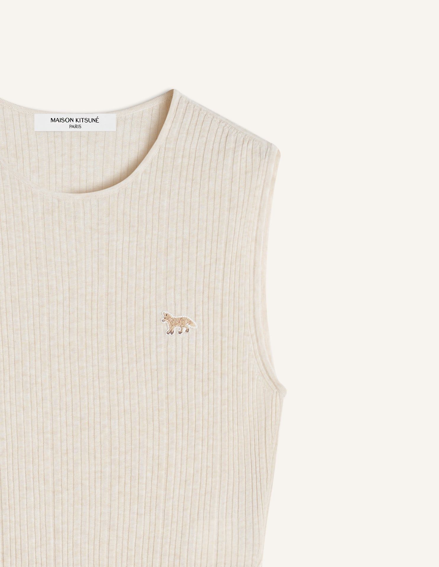 Maison Kitsuné - Áo thun dệt gân nữ Baby Fox dáng Fitted