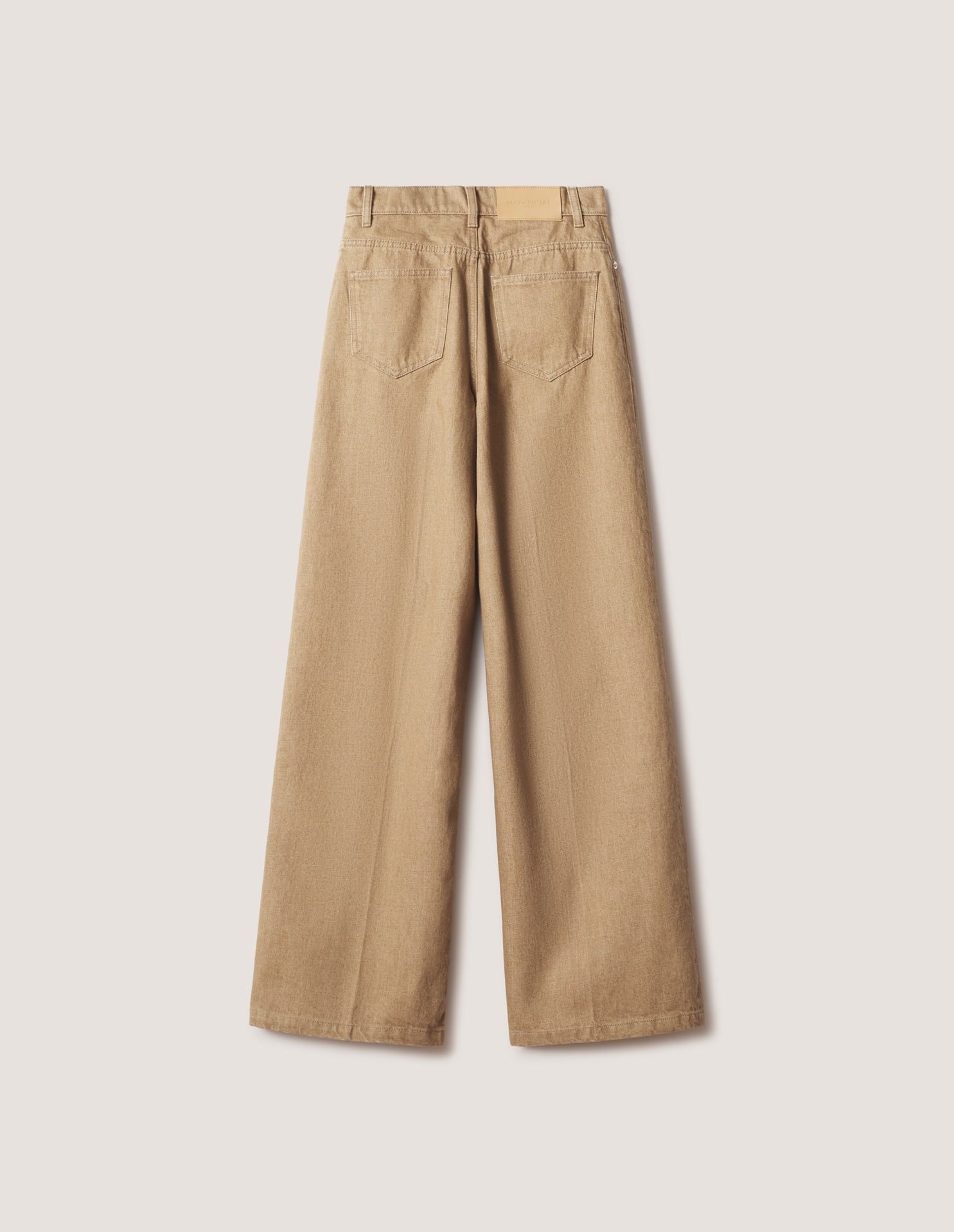 Quần jeans nữ ống rộng màu be