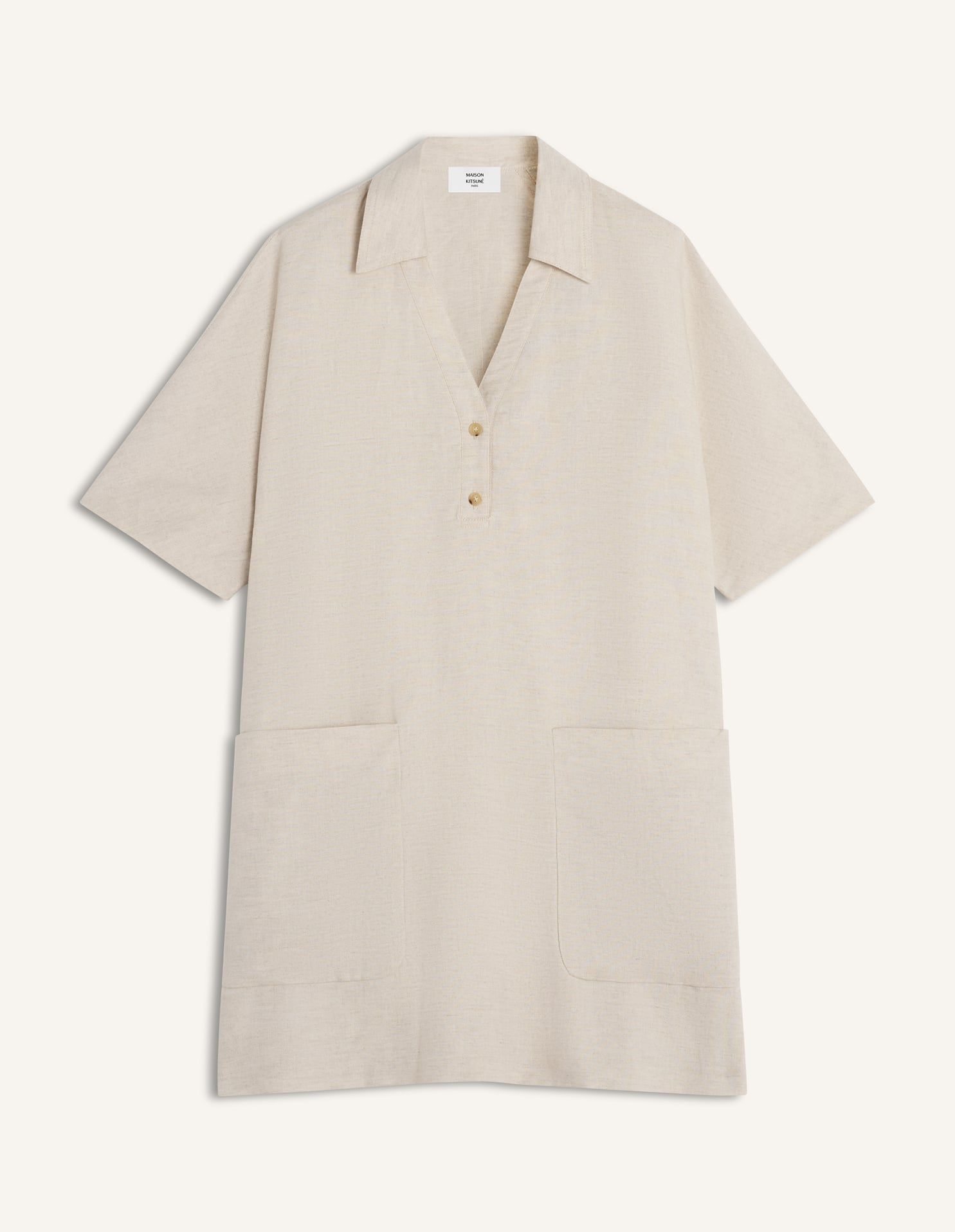Maison Kitsuné - Đầm polo ngắn vải linen