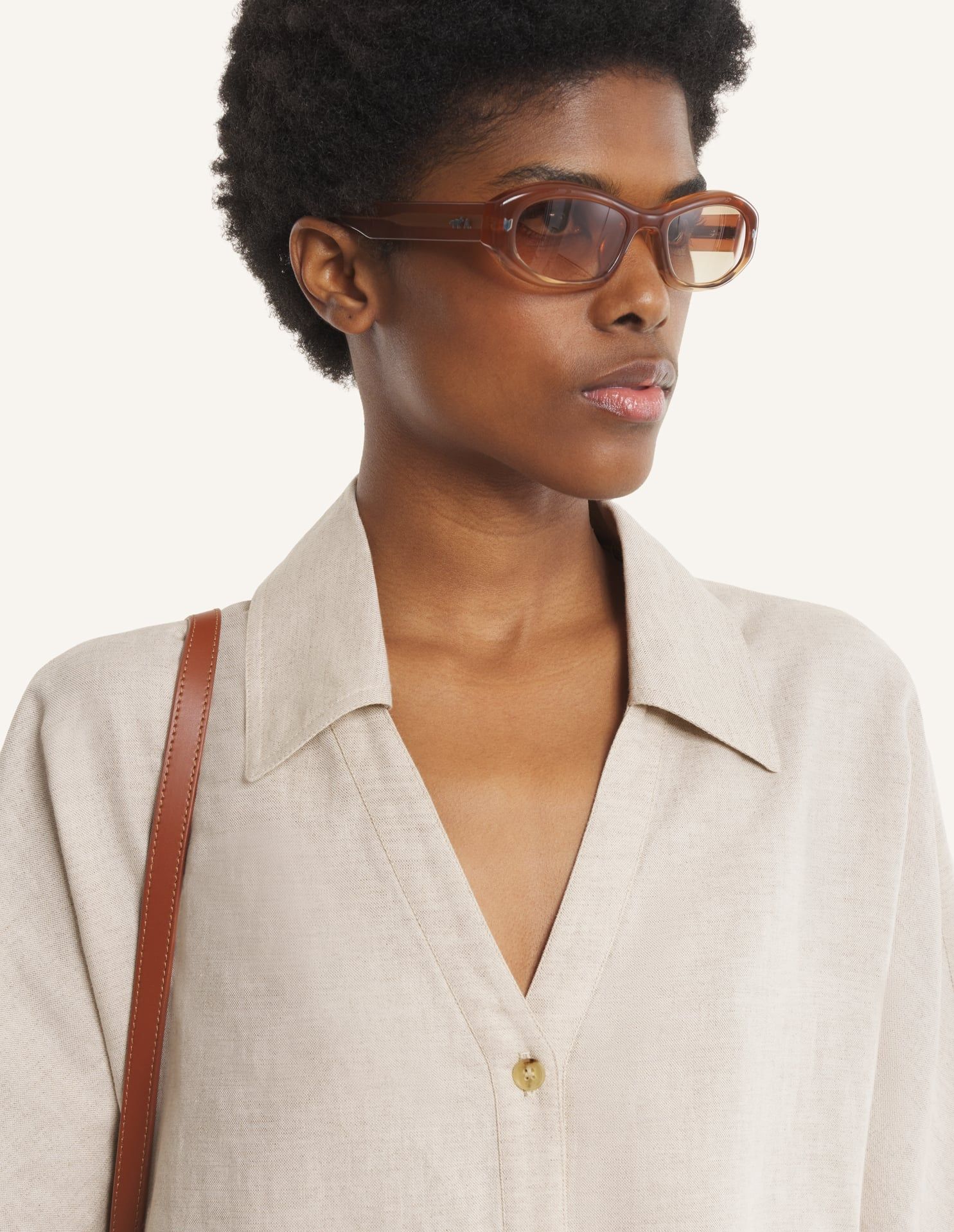 Maison Kitsuné - Đầm polo ngắn vải linen