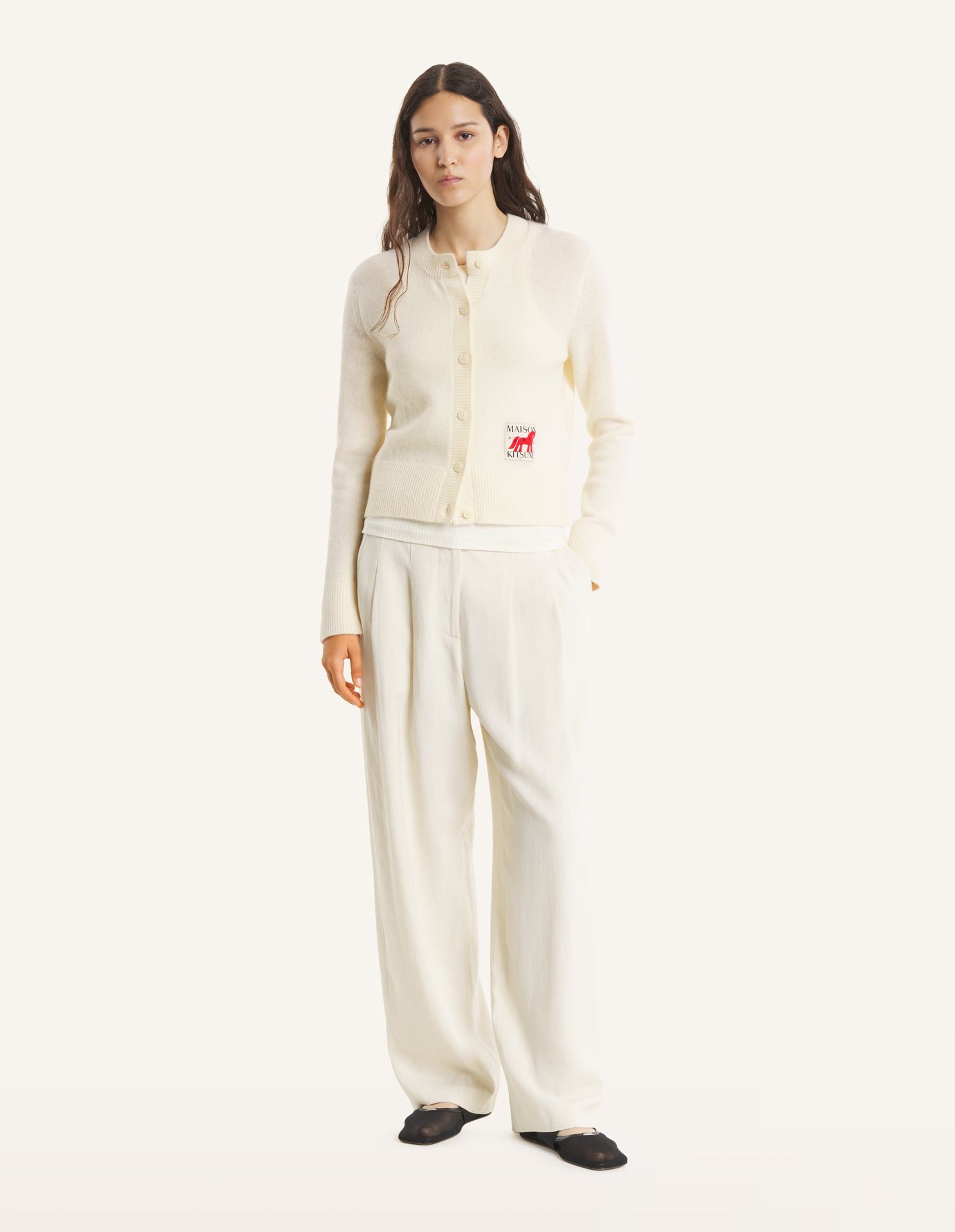 Maison Kitsuné - Áo cardigan nữ len lông cừu Tết Nguyên Đán dáng Fitted